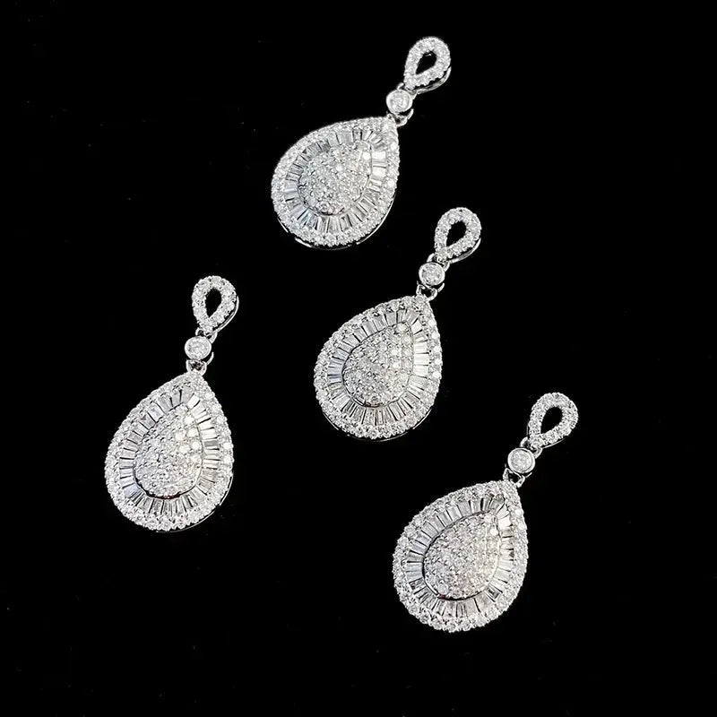 18K White Gold Diamond Pendant Necklace for Women - 0.50 Carat Real Natural Diamond Water Drop Pendant, Classic Wedding Jewelry Gift for Anniversary, Engagement & Special Occasions