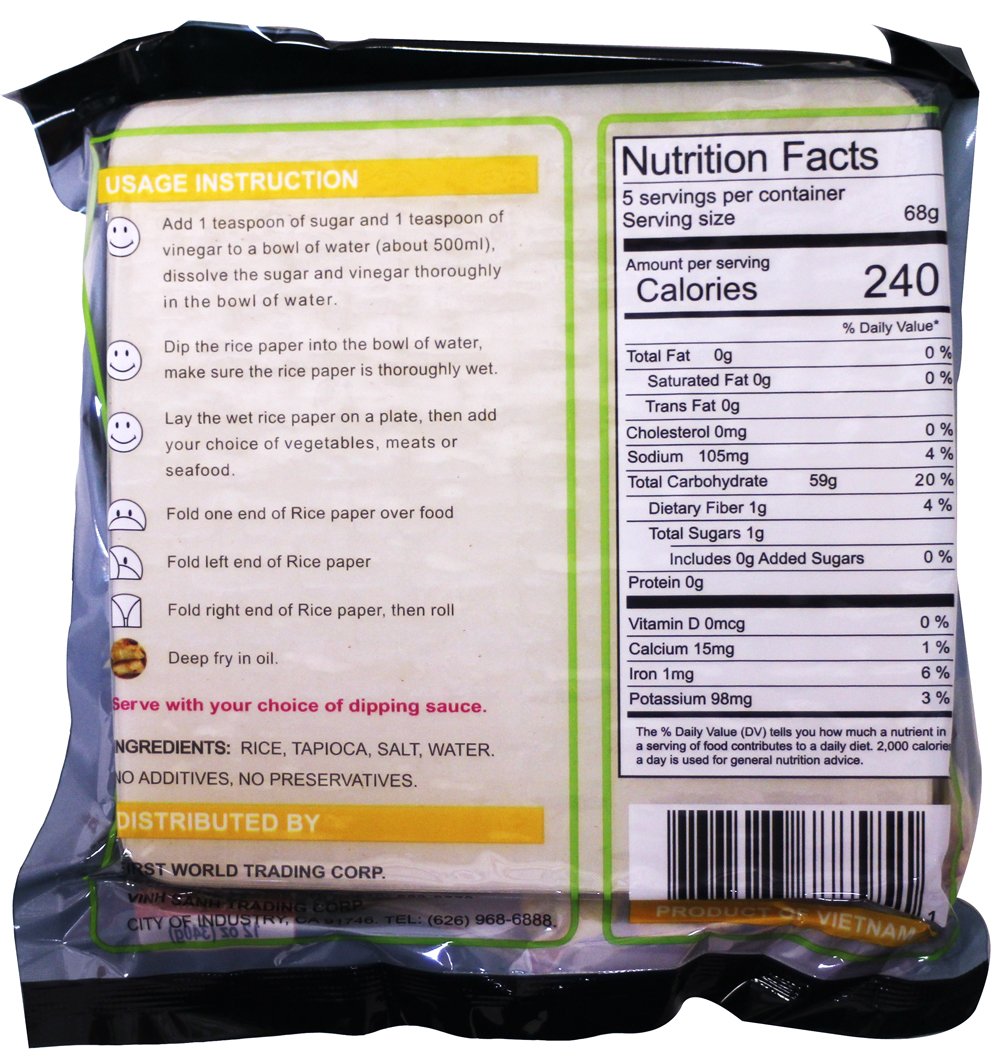 Vietnamese Spring Roll Rice Paper Wrappers - 16cm Square Frying-Special Rice Paper Sheets (1 Pack) | Perfect for Homemade Fried Spring Rolls, Fresh Rolls & Asian Cooking