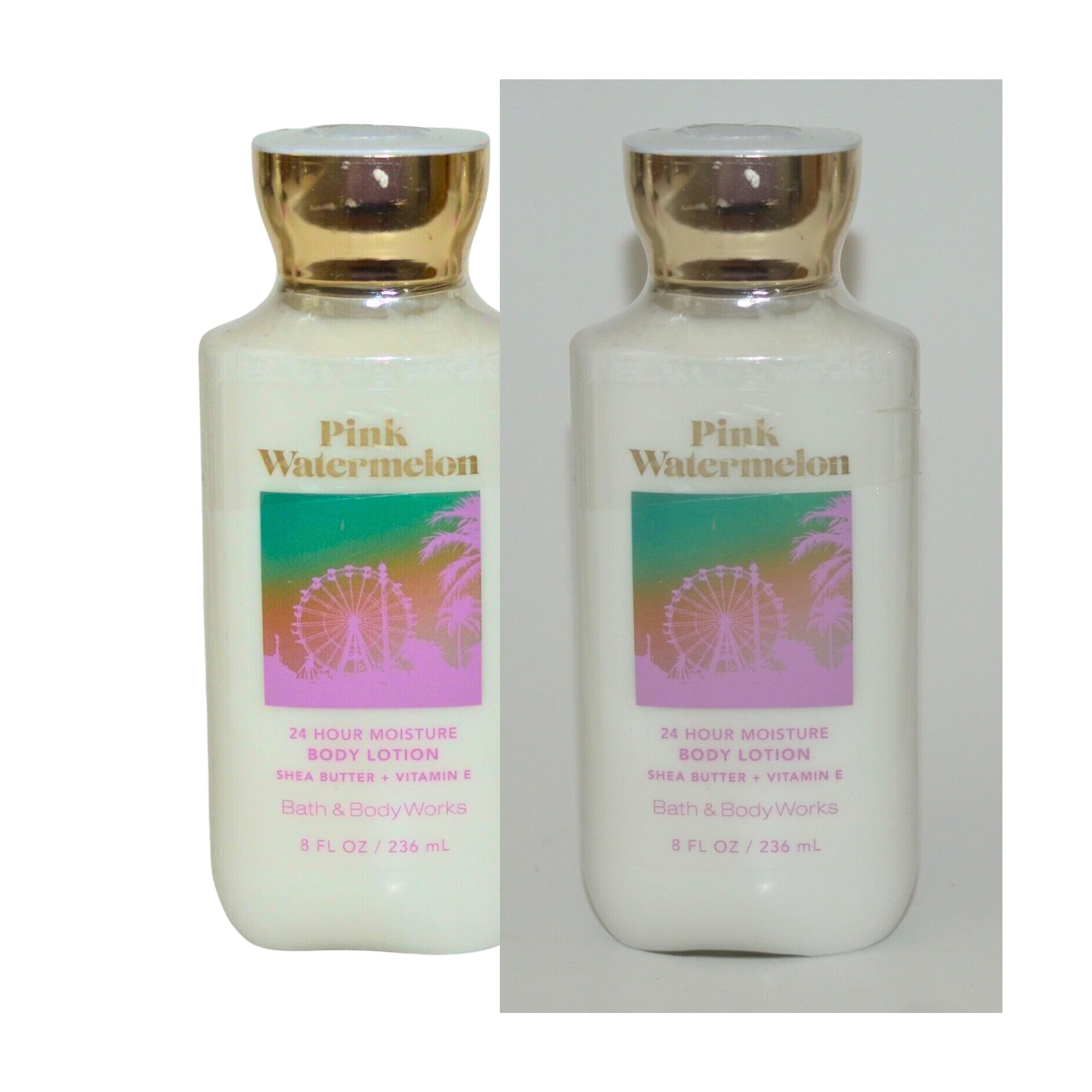 Bath & Body Works Pink Watermelon Body Lotion - 8oz Twin Pack (2-Pack) | Hydrating & Moisturizing for Dry Skin | Perfect for Daily Use, Travel & Gifts