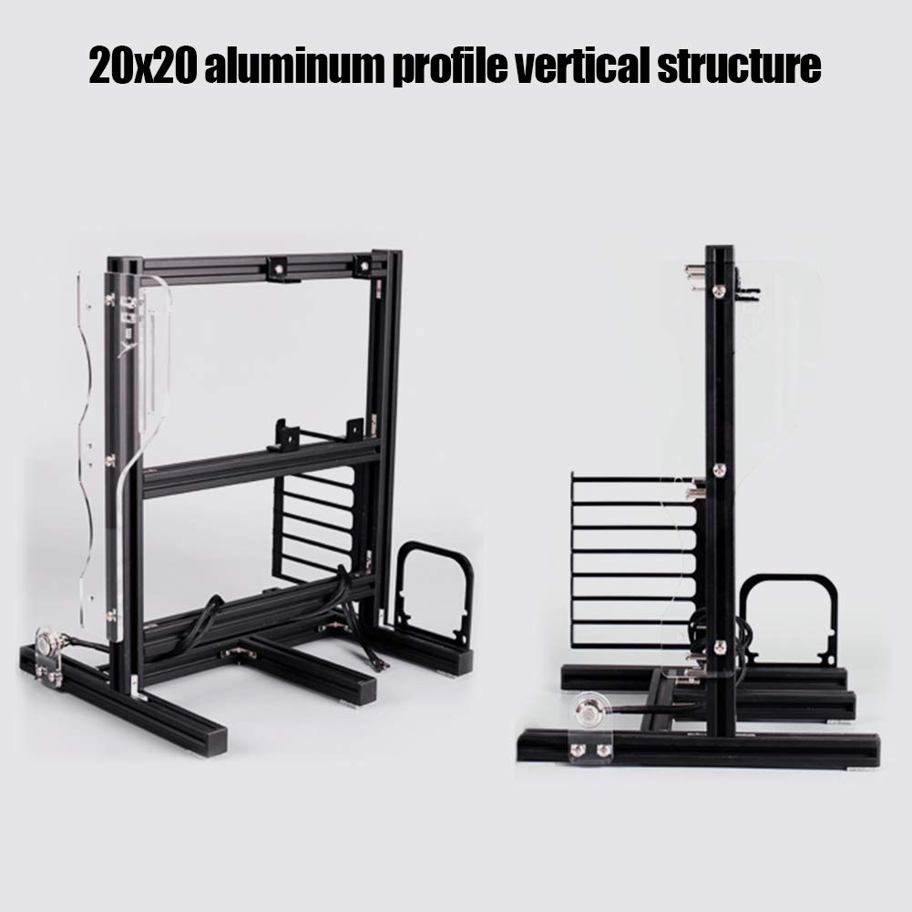 ATX/M-ATX/ITX Open Frame PC Case - Aluminum Vertical Test Bench for Water Cooling & Overclocking | DIY Computer Chassis Bracket for Gaming Rigs & Workstations (Black)