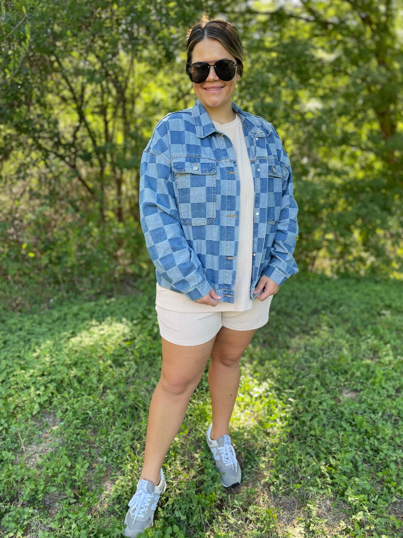 PREORDER: Stylish Checkered Denim Jacket for Men & Women | Trendy Overshirt for Casual Outfits & Streetwear Fashion