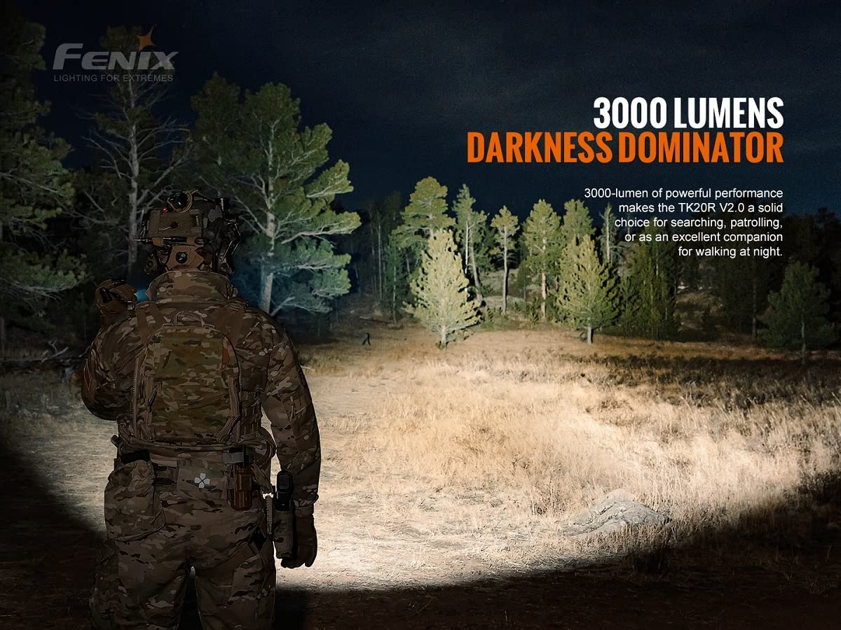Fenix TK20R V2.0 3000 Lumen Rechargeable Tactical Flashlight - Canadian Edition | High-Powered LED Torch for Outdoor Camping, Hunting & Emergency Preparedness