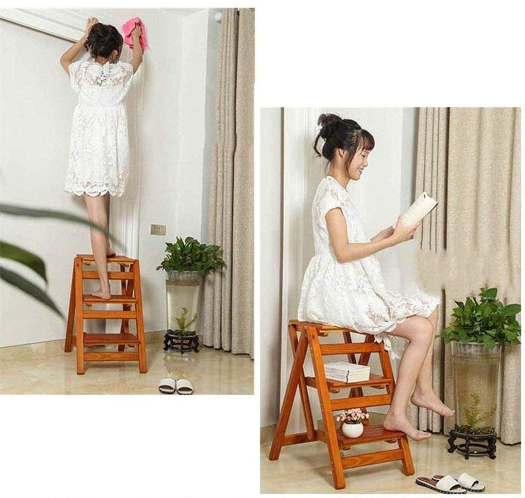 FADUNI Wooden Step Stool for Indoor Use - Foldable Ladder Stool, Multifunctional Kitchen Step Stool, Library Stool, Office Chair - Perfect for Home, Kitchen, Office & Library Use
