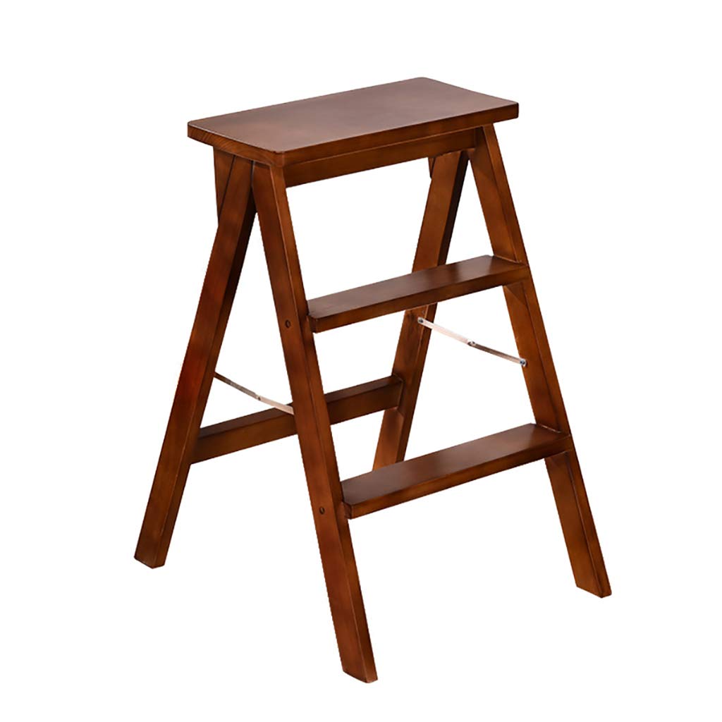 Solid Wood Folding Step Stool - Multifunctional Kitchen & Dining Room Ladder Stool, Foldable Step Stool for Home, Office, and Outdoor Use
