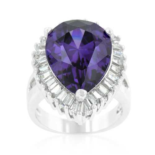 Elegant Cubic Zirconia Cocktail Ring in Purple & Clear - Perfect for Evening Parties, Weddings & Special Occasions