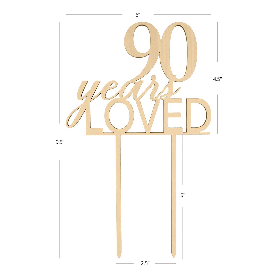 90th Anniversary Cake Topper - Rustic Chic Wood Laser Cut Cake Decor for Wedding Anniversaries, 90th Birthday Parties | Perfect for Anniversary Celebrations & Milestone Birthday Cakes