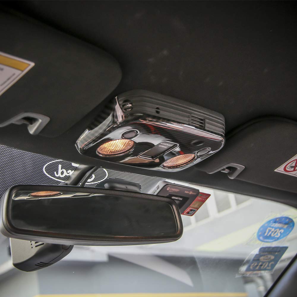 JeCar Carbon Fiber Interior Roof Reading Light Lamp Cover Trim Accessories for Ford Mustang 2015-2023 - Upgrade Your Mustang's Interior Style (Perfect for Night Driving & Custom Car Shows)