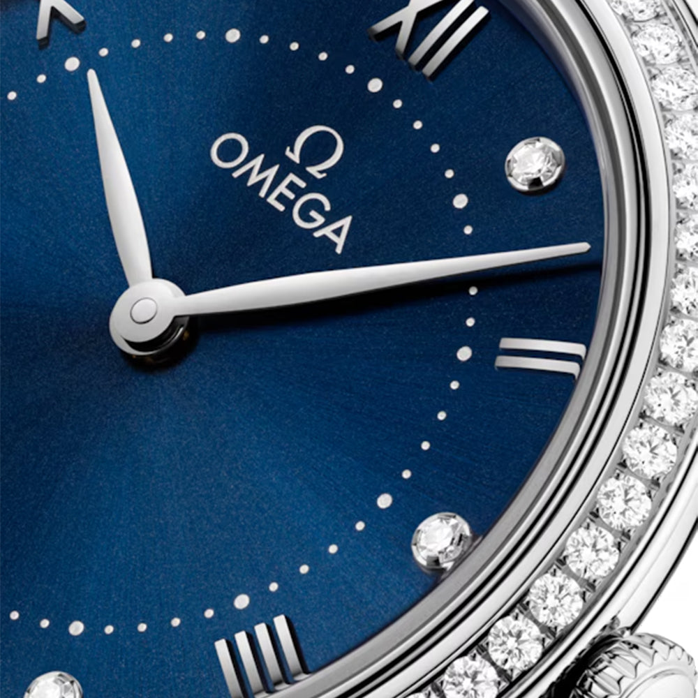 Luxury De Ville Prestige Diamonds Quartz Watch 30mm Blue Dial with Stainless Steel Bracelet - Perfect for Formal Events & Business Occasions