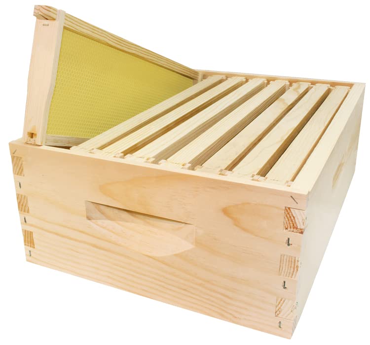 Premium 8-Frame Assembled Honey Super Kit with Wood Frames - Made in USA for Beekeeping & Honey Harvesting - Perfect for Backyard Hives & Commercial Apiaries