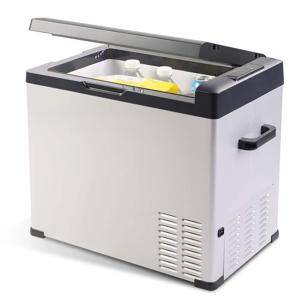 54 Quart RV Refrigerator/Freezer - Portable 12V/24V DC & 90-250V AC Compressor Cooler for Cars, Trucks, RVs, Boats & Home Use - Cools to -4°F (-20°C) - Perfect for Road Trips, Camping & Outdoor Adventures