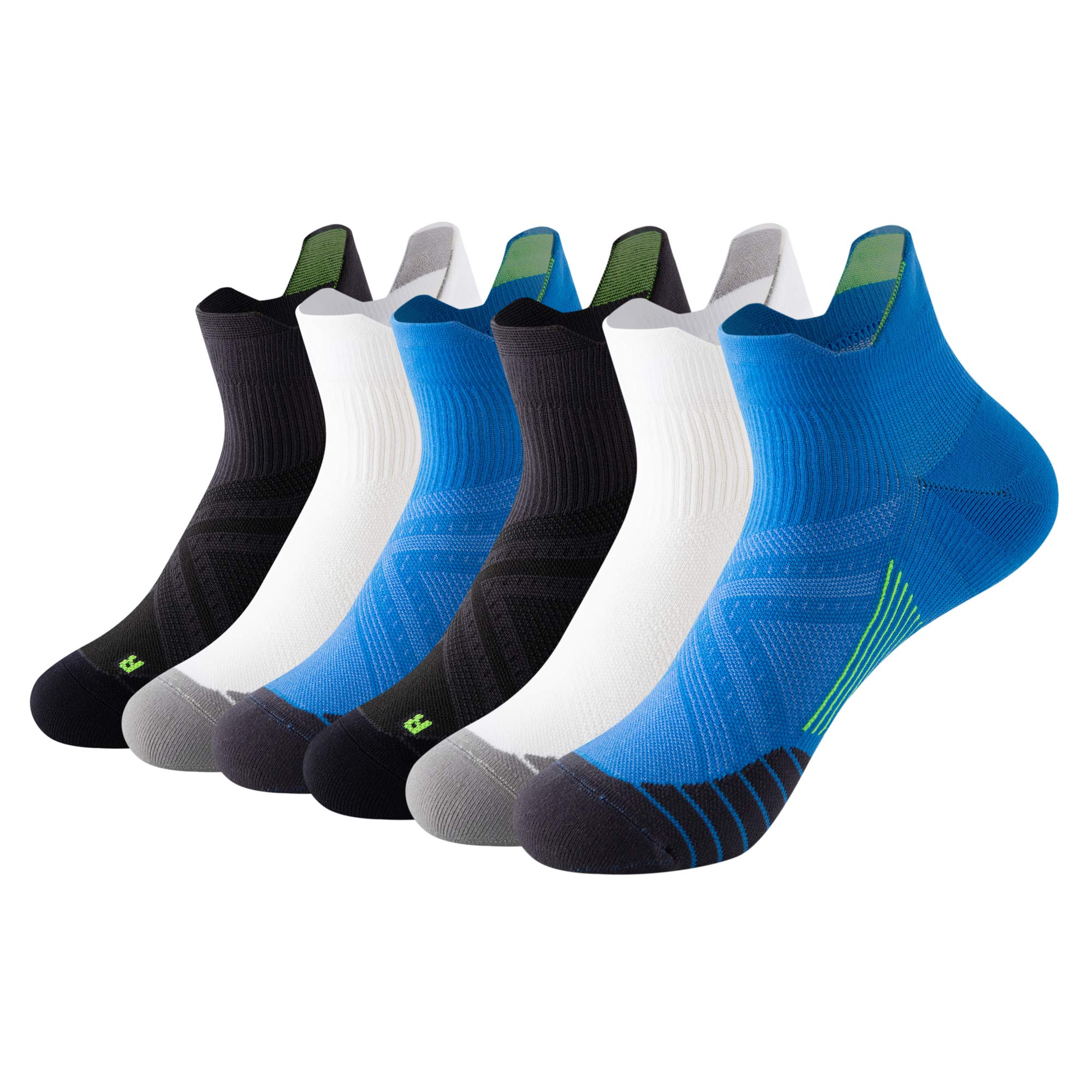 LifeWheel Compression Running Socks - Breathable Low Cut Athletic Socks for Men & Women - Cushioned Sports Tab Socks for Running, Hiking & Workout - Perfect for Marathon Training & Outdoor Activities