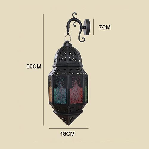 Turkish Stained Glass Wall Sconce - Rustic Plug-in Wall Lantern Light for Living Room, Bedroom, Hallway & Restaurant Decor | Indoor Wall Mounted Lighting Fixture with Elegant Glass Shade