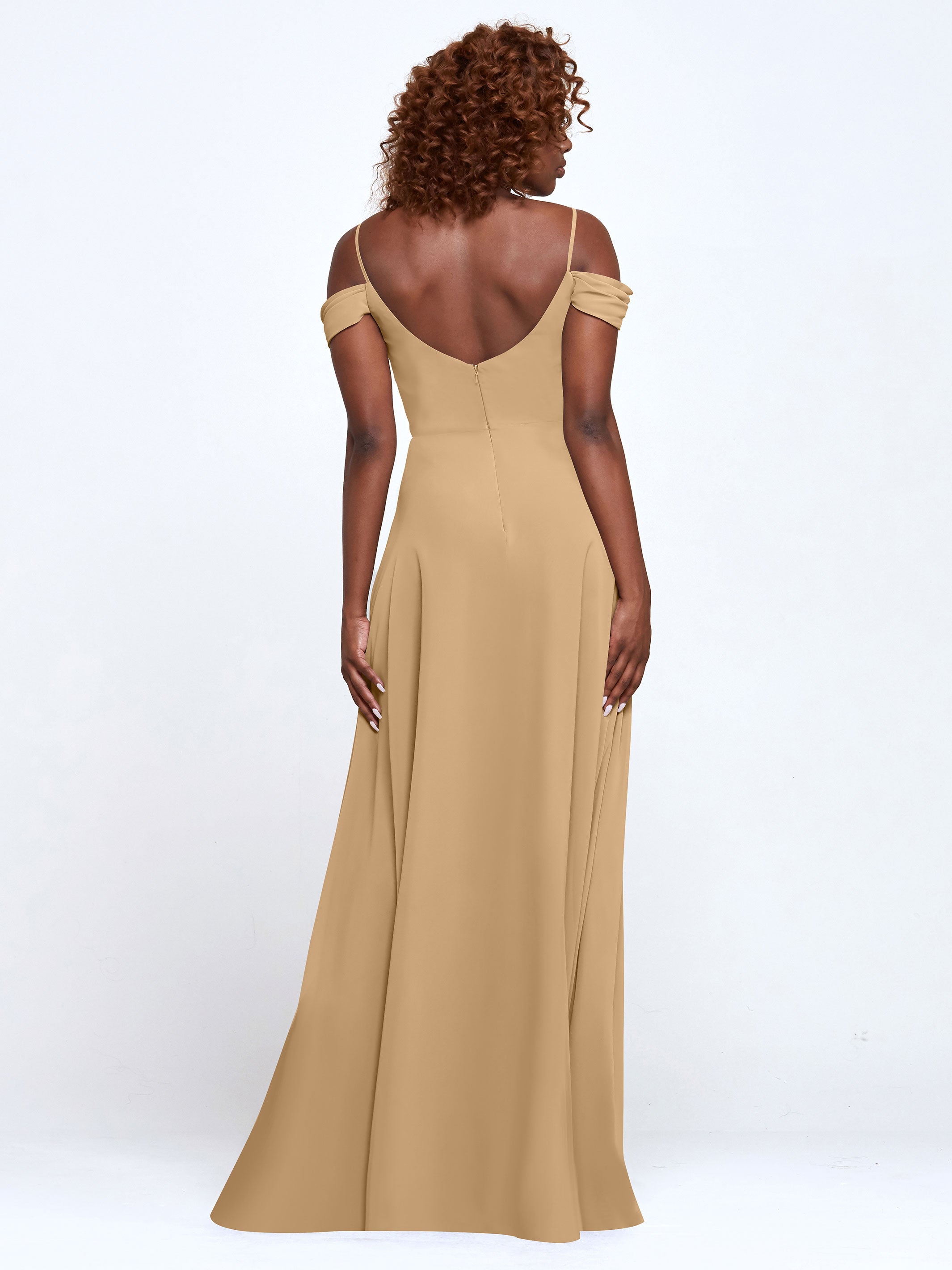 Elegant 83003 Stretch Chiffon Off-The-Shoulder A-Line Bridesmaid Dress - Perfect for Weddings, Prom, Formal Events & Special Occasions