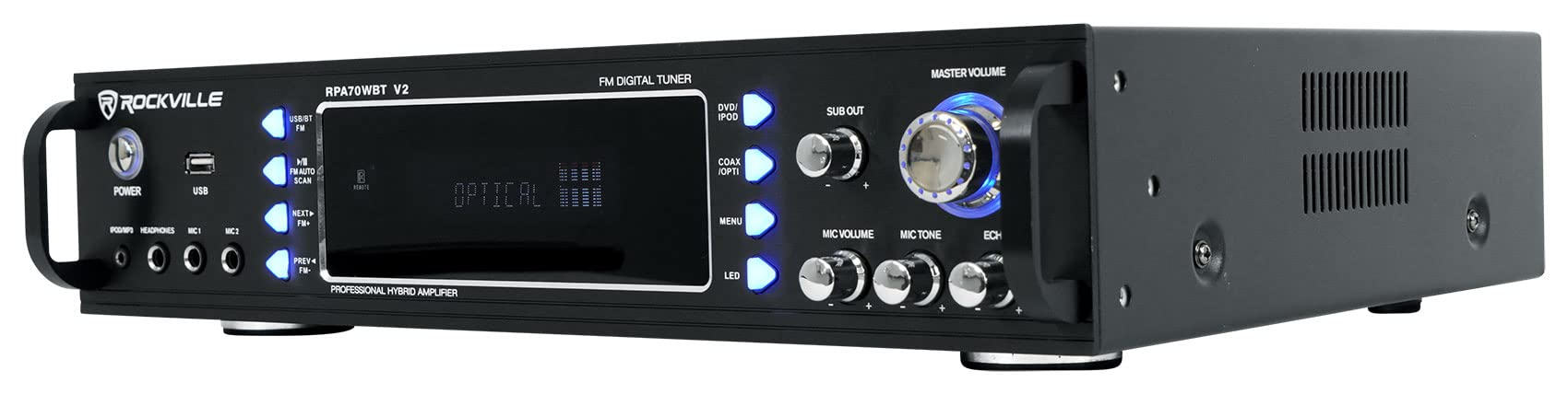 RPA70WBT Bluetooth Karaoke Amplifier with 4 x 6.5 Inch Black Ceiling Speakers & Microphones - Perfect for Home Theater, Karaoke Parties, and Multi-Room Audio Systems