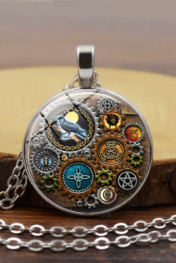 Steampunk Mechanical Time Gem Necklace for Women - Vintage Bronze Pocket Watch Pendant Jewelry - Perfect for Cosplay, Gothic Fashion & Unique Gift Giving