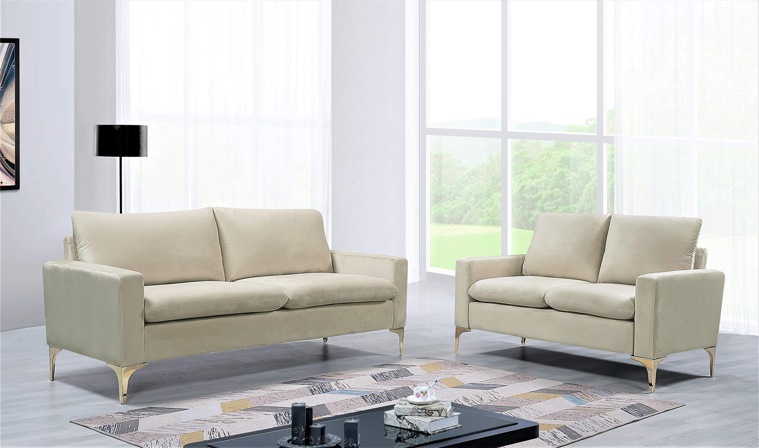 Ultra Modern Velvet Upholstered Tufted Sofa 76.77