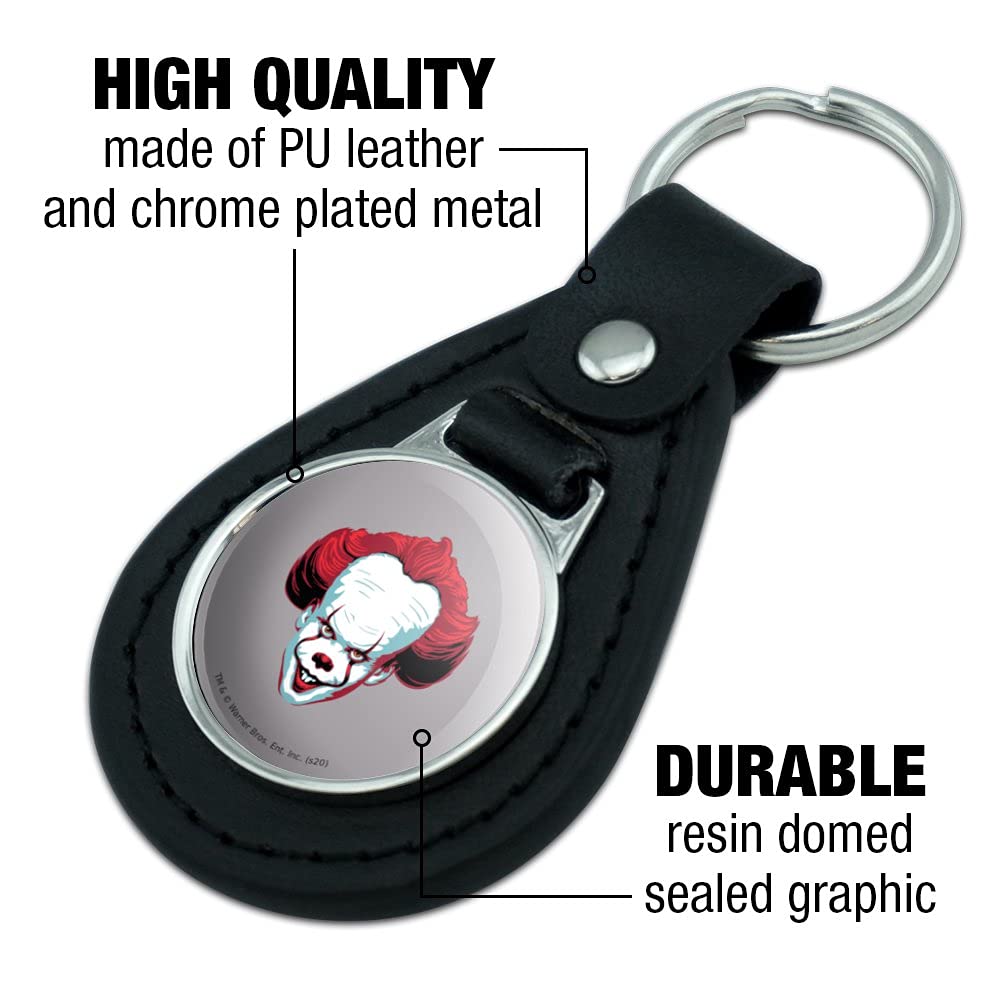 Pennywise Come Home Horror Movie Keychain - Black Leather Key Ring for Horror Fans, Gifts & Collectibles - Perfect for Halloween, Cosplay & Horror Enthusiasts