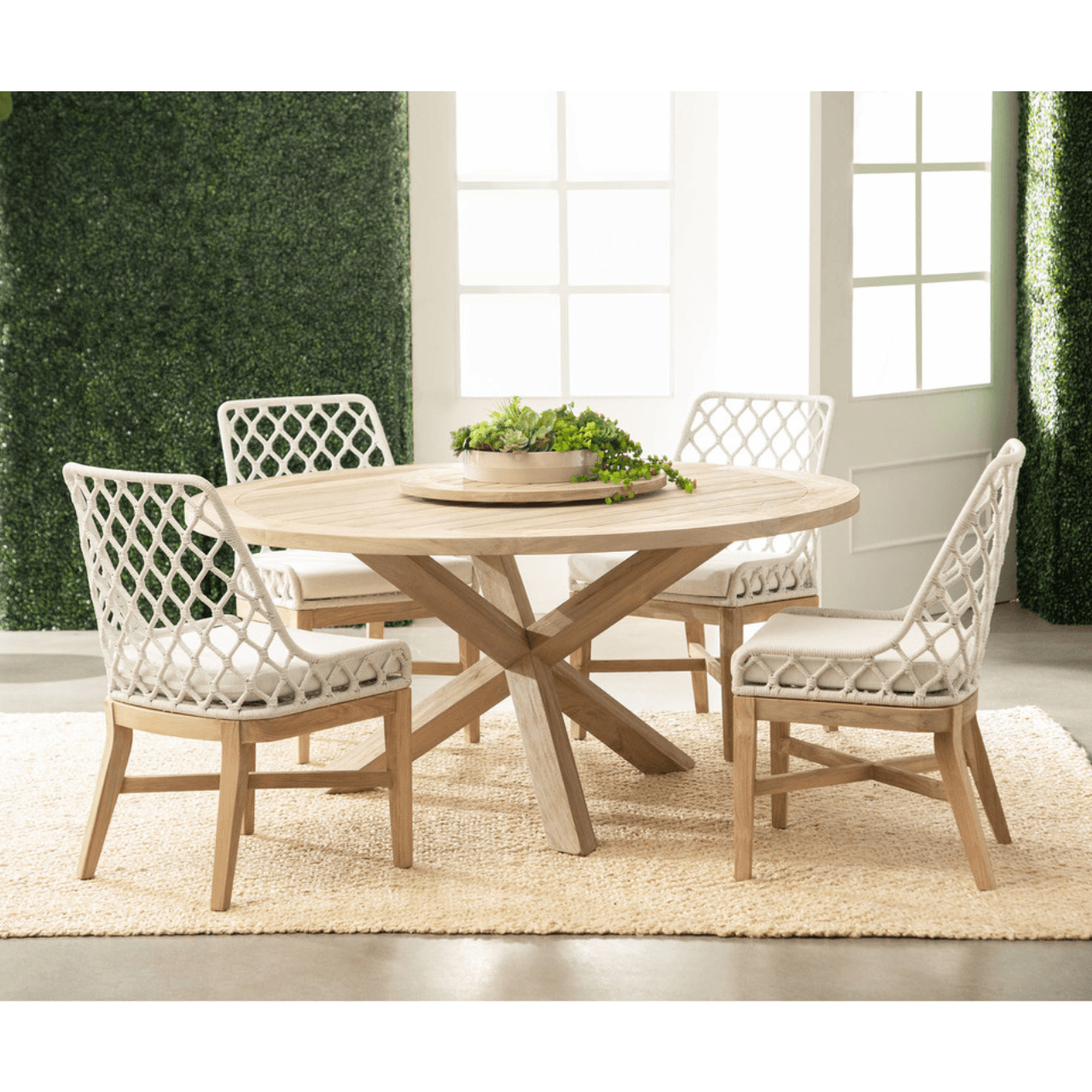 Boca Outdoor Round Dining Table - 48 Inch Weatherproof Patio Table for Garden, Backyard, and Poolside Dining - Perfect for Outdoor Entertaining and Family Gatherings