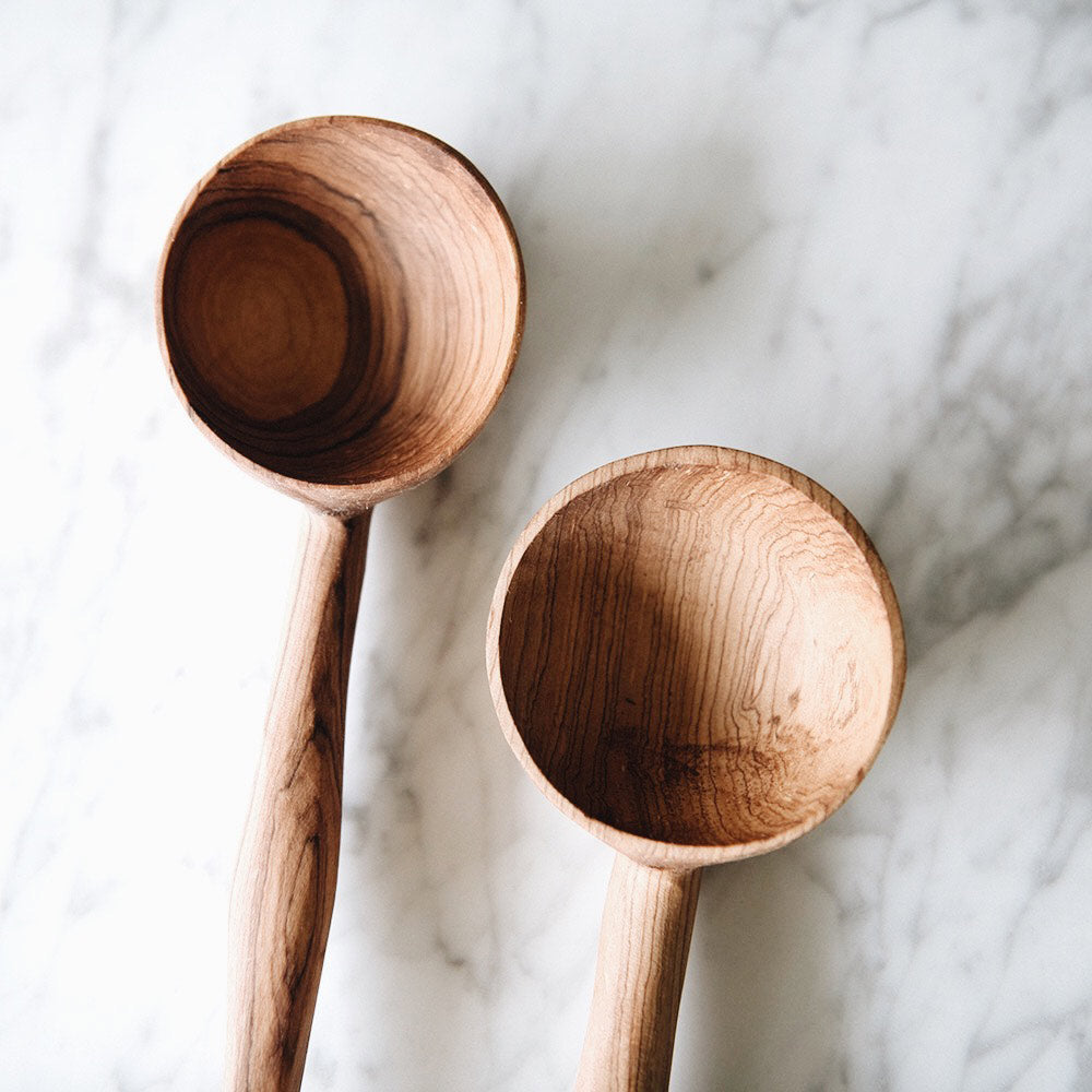 Handcrafted Wild Olive Wood Soup Ladle - Natural, Durable & Eco-Friendly Kitchen Utensil for Serving Soups, Stews & Sauces - Perfect for Home Cooking & Gourmet Dining