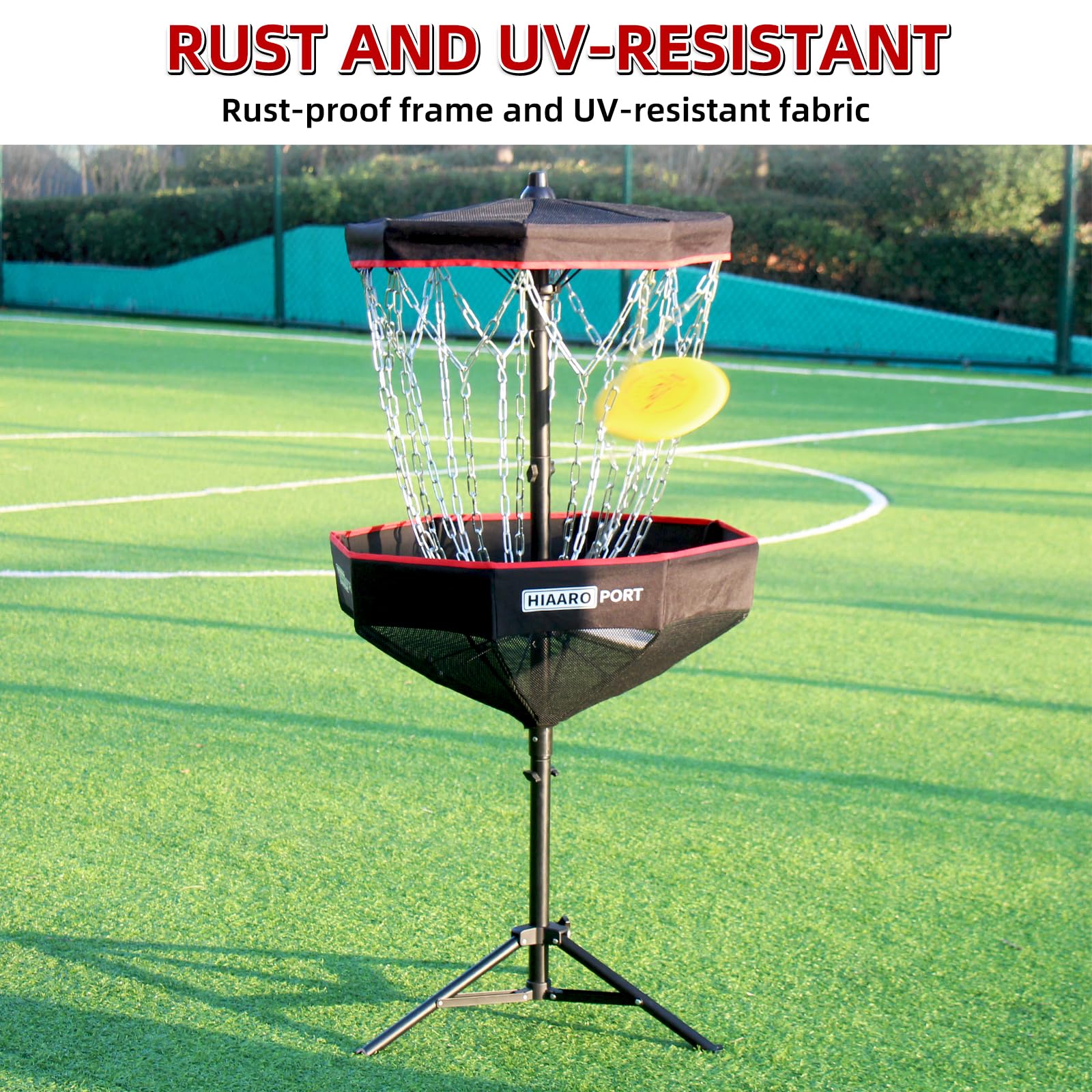 PDGA Approved HIAARO Portable Disc Golf Basket - 16 Heavy Duty Chains, Foldable Disc Golf Target with Carry Bag | Perfect for Backyard Practice, Park Training & Tournament Preparation