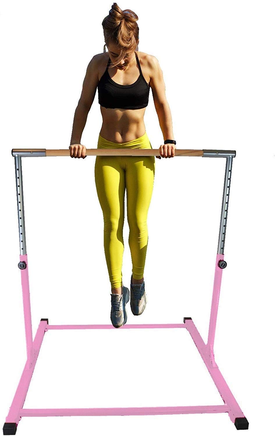 Professional Adjustable Gymnastics Kip Bar - 13-Level Height (3-5 FT) for Junior Training, Indoor & Outdoor Use - Perfect for Home Gyms, Backyard Practice & Gymnastics Clubs