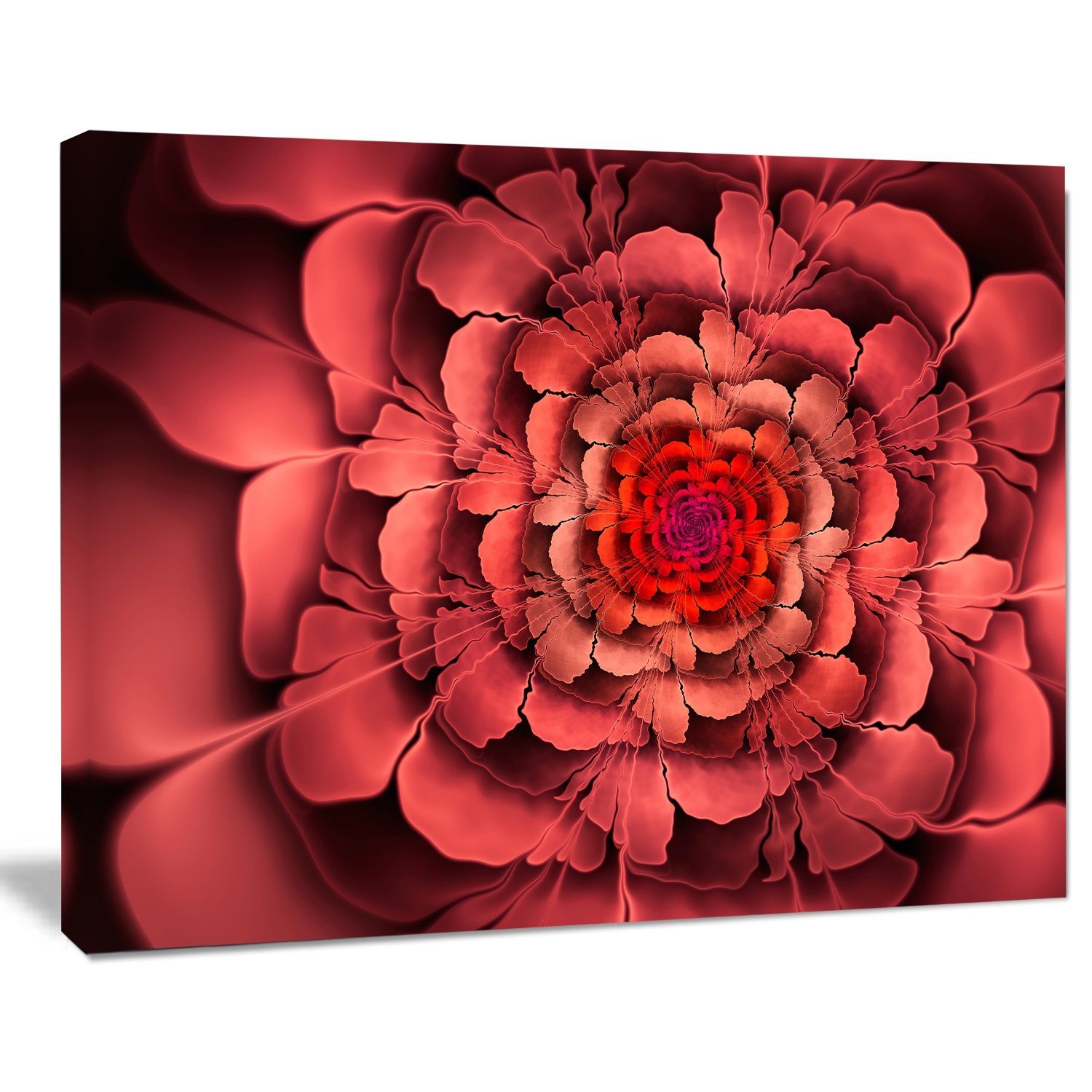 Vibrant Pink Fractal Floral Canvas Art Print - Stunning Wall Decor for Living Room, Bedroom & Office | Handmade Dense Petals Design