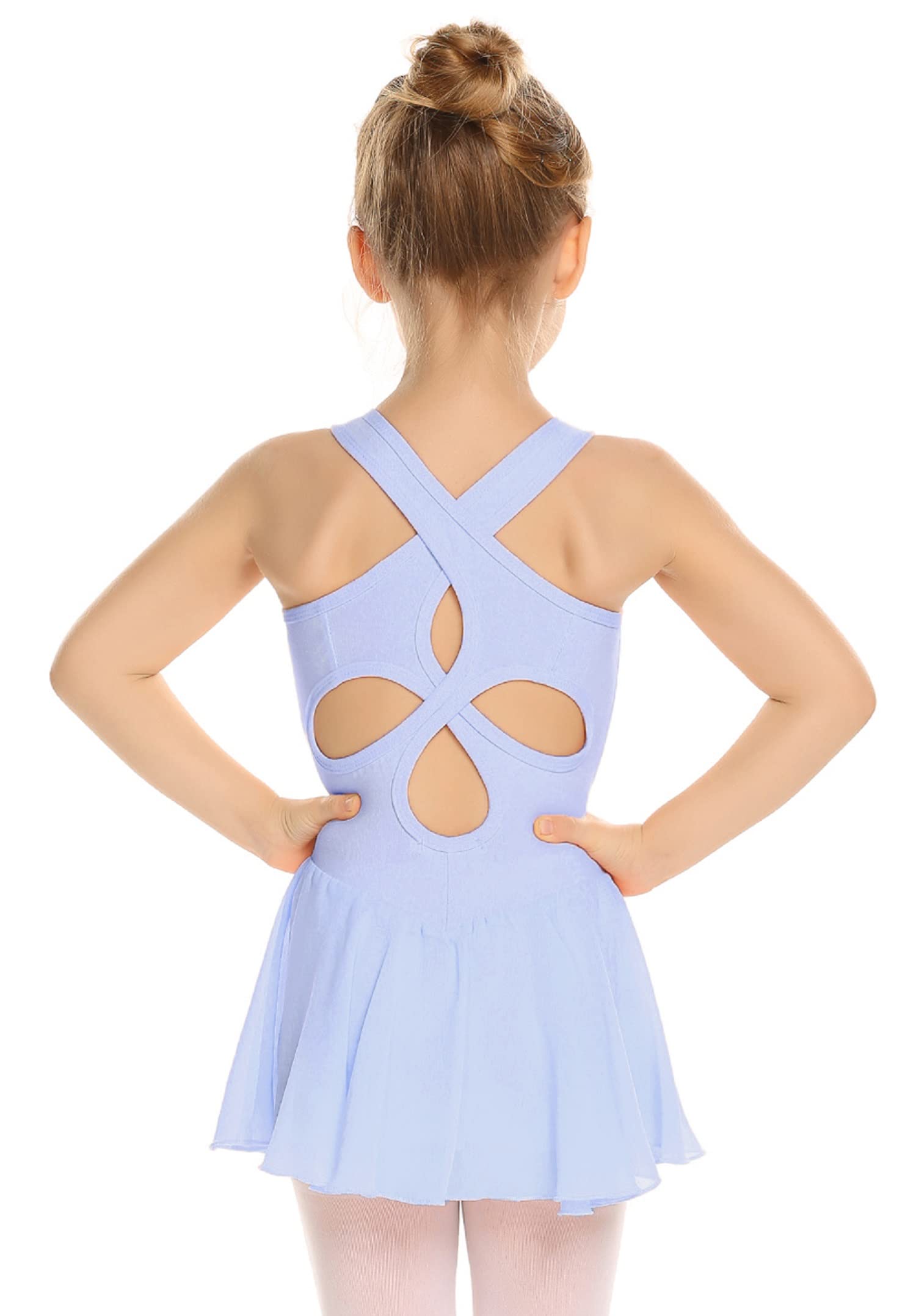 Arshiner Girls Ballet Leotard with Skirt - Sleeveless Dance Dress for Kids, Hollow Back Design - Perfect for Ballet Class, Recital & Dance Performance
