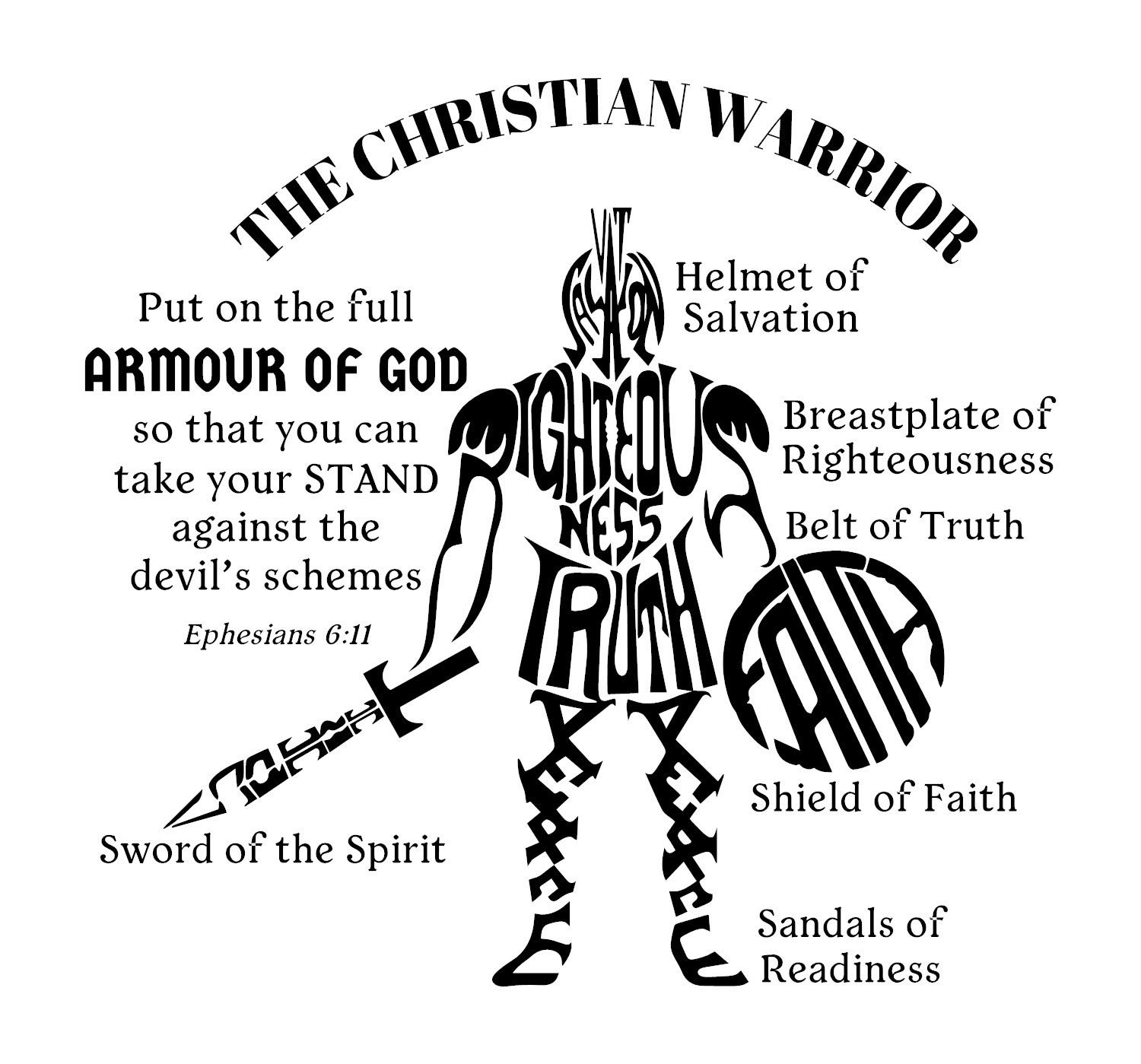 Armor of God Vinyl Wall Decal - Ephesians 6:11 Bible Verse Inspirational Wall Art for Home, Office & Kids Room - Christian Faith Decor (Red)
