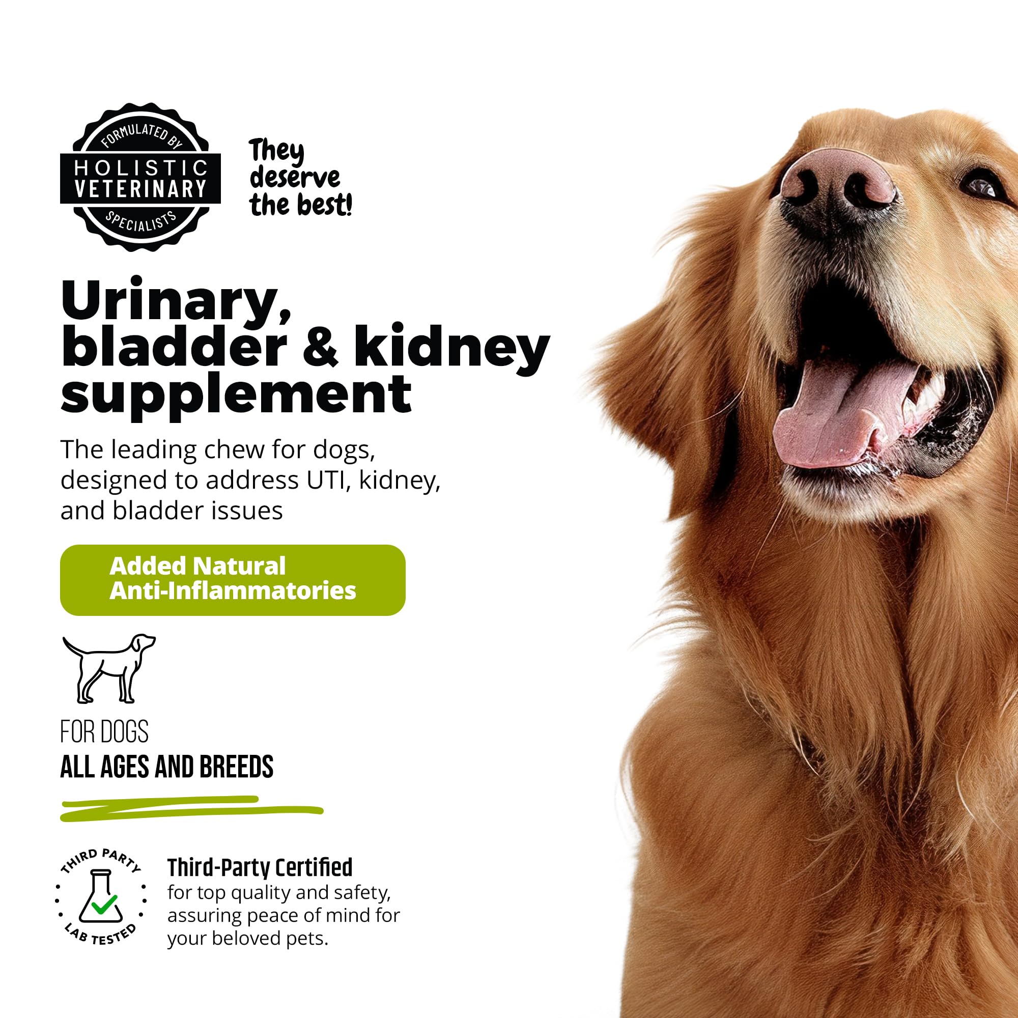 Natural Dog Urinary Tract Infection Treatment - Cranberry & Glucosamine Soft Chews for Bladder & Kidney Support | Chicken Flavor | Made in USA | 90 Count (3 Pack) | Supports Healthy Urination & Prevents UTIs for Dogs - Ideal for Senior Pets & Recovering Dogs