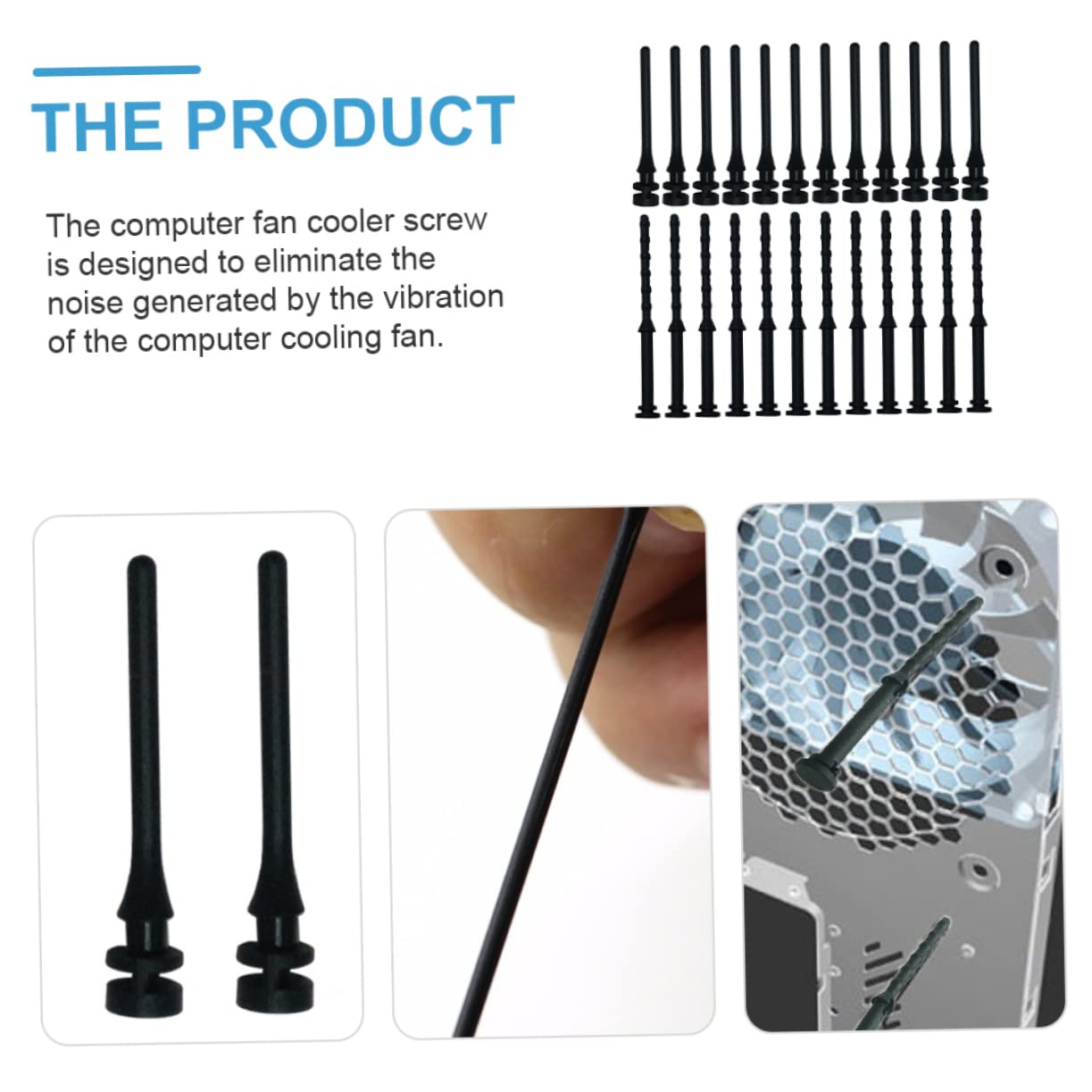 48 Pcs Anti-Vibration Rubber Fan Screws for Computer Case - Shock Absorbing Silicone Nails for Noctua & PC Cooling Fans - Reduce Noise & Vibration in Gaming Rigs, Workstations, and Home Office PCs