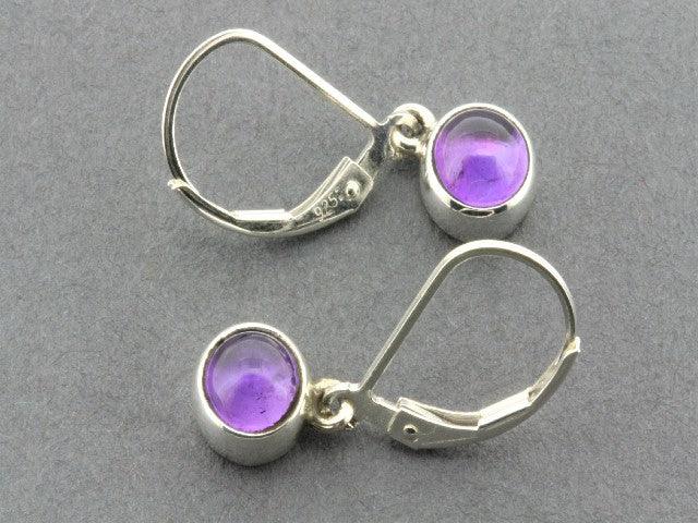 7mm Bezel Earrings - Genuine Amethyst & Sterling Silver - Elegant Jewelry for Women, Perfect for Parties, Weddings & Everyday Wear