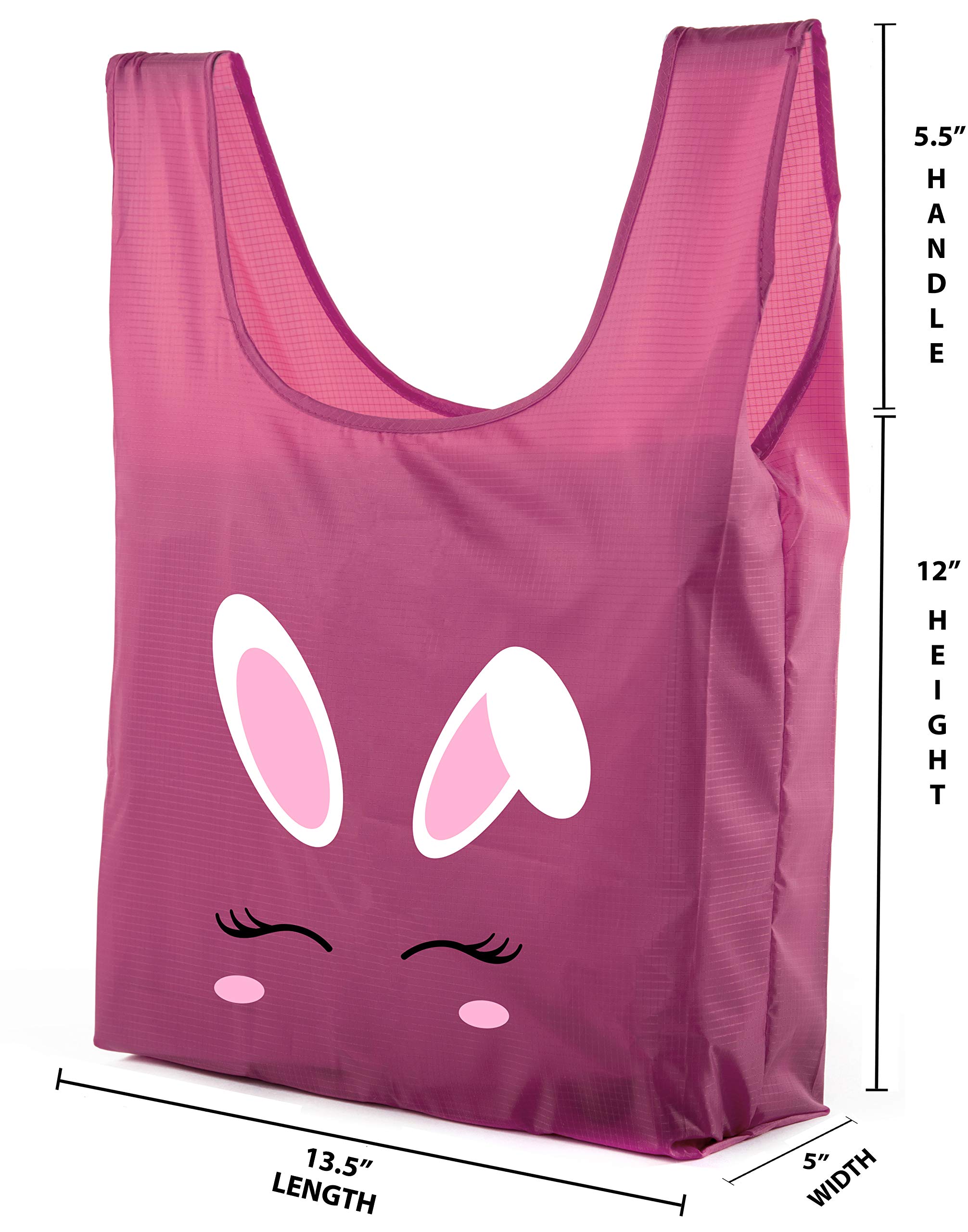 Easter Basket Bags - Bulk Reusable Grocery Tote Bags for Easter Egg Hunt with Cute Bunny Face Design | Perfect for Easter Gifts, Party Favors & Spring Celebrations