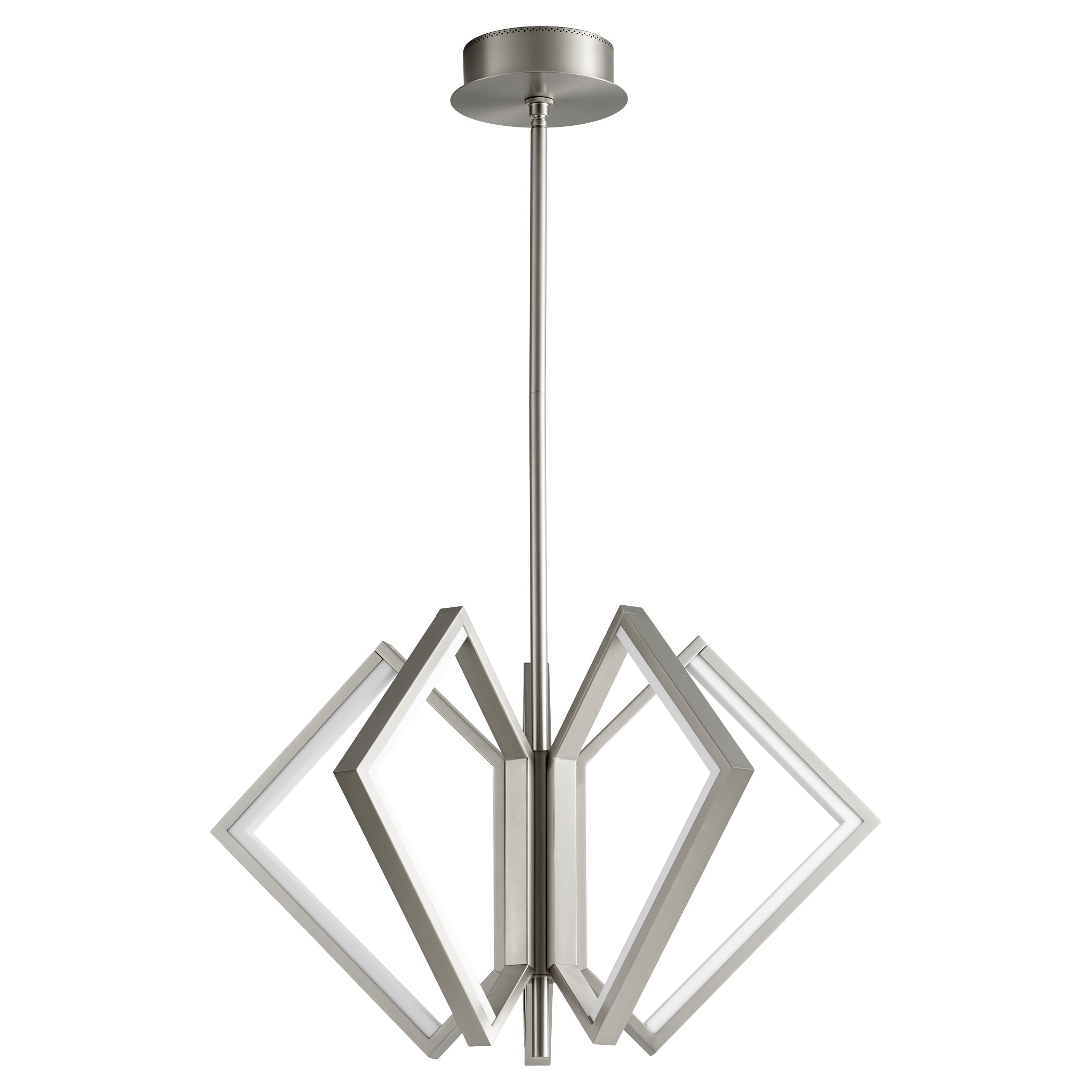 Modern 30-Inch LED Chandelier in Satin Nickel - 3000K Warm White Light, Contemporary Design for Dining Room, Bedroom or Living Room Lighting