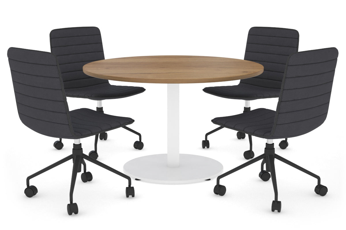 Premium Round Meeting Table with Sapphire Disc Base - 39.4 Inch Diameter - Ideal for Conference Rooms, Offices & Collaborative Workspaces