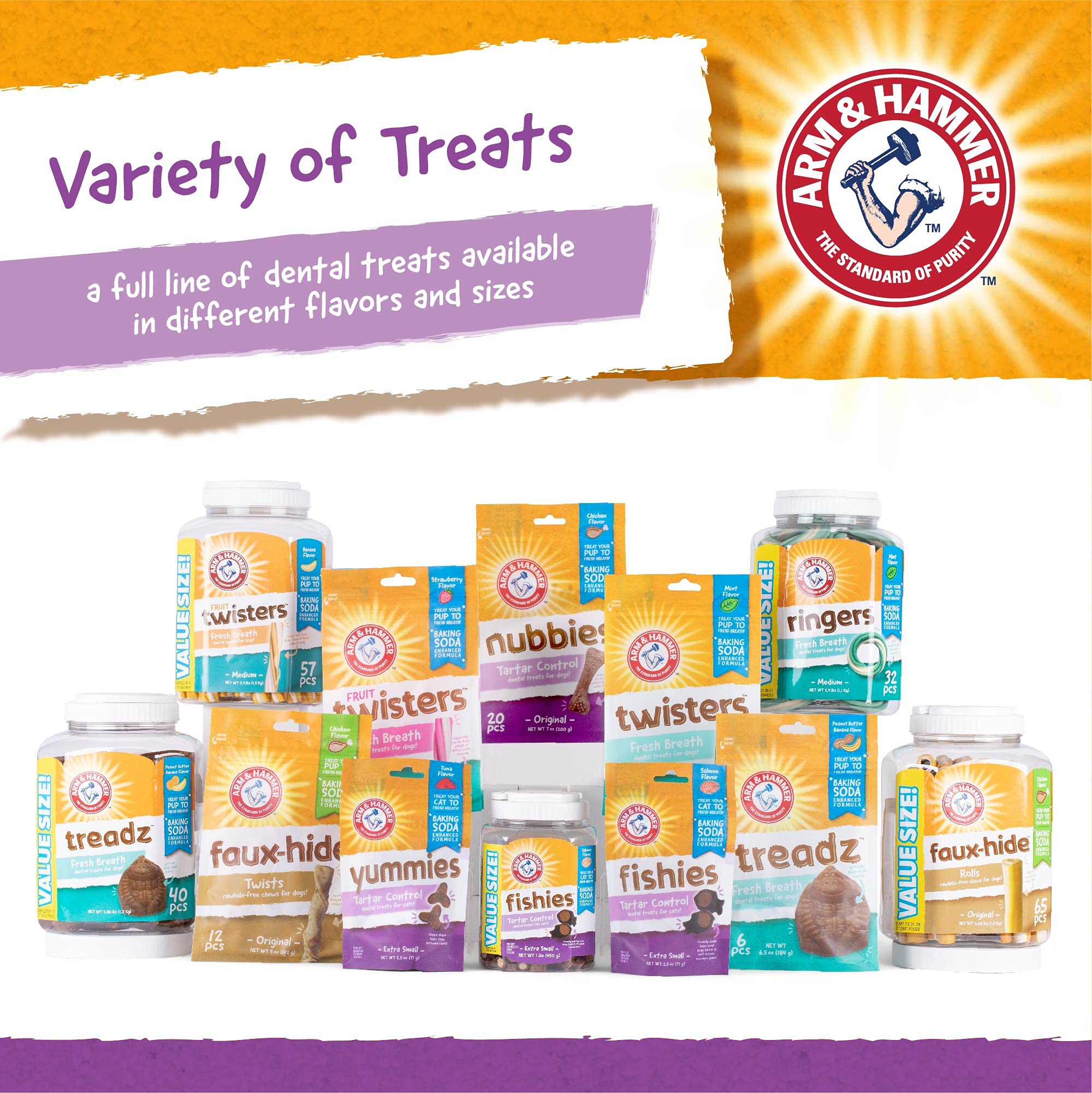 Arm & Hammer for Pets Nubbies Dental Treats for Dogs - Natural Dental Chews to Fight Bad Breath, Plaque & Tartar | No Brushing Needed | Large Size Chicken Flavor (24 Packs, 192 Count) - Perfect for Daily Oral Care & Fresh Breath at Home or Travel