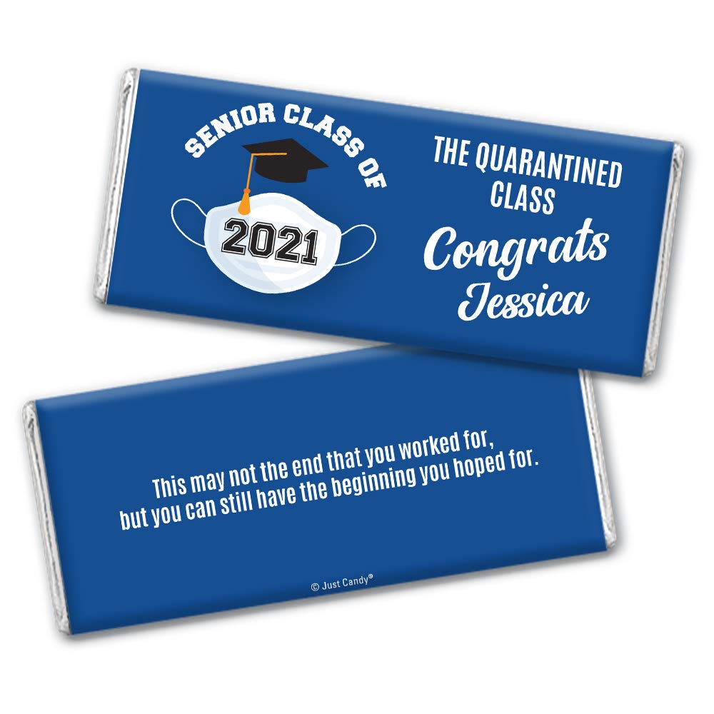 Personalized Graduation Chocolate Bars - 36 Pack 'The Quarantined Class' for Class of 2024 Party Favors | Bulk Custom Candy for High School & College Graduation Celebrations, Gifts & Events