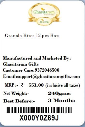 Premium Indian Sweets Gift Box - 12pcs Diwali Granola Bites | Authentic Ghasitaram Mithai | Festive Gift for Diwali, Holi & Special Occasions | Perfect for Corporate Gifting & Family Celebrations
