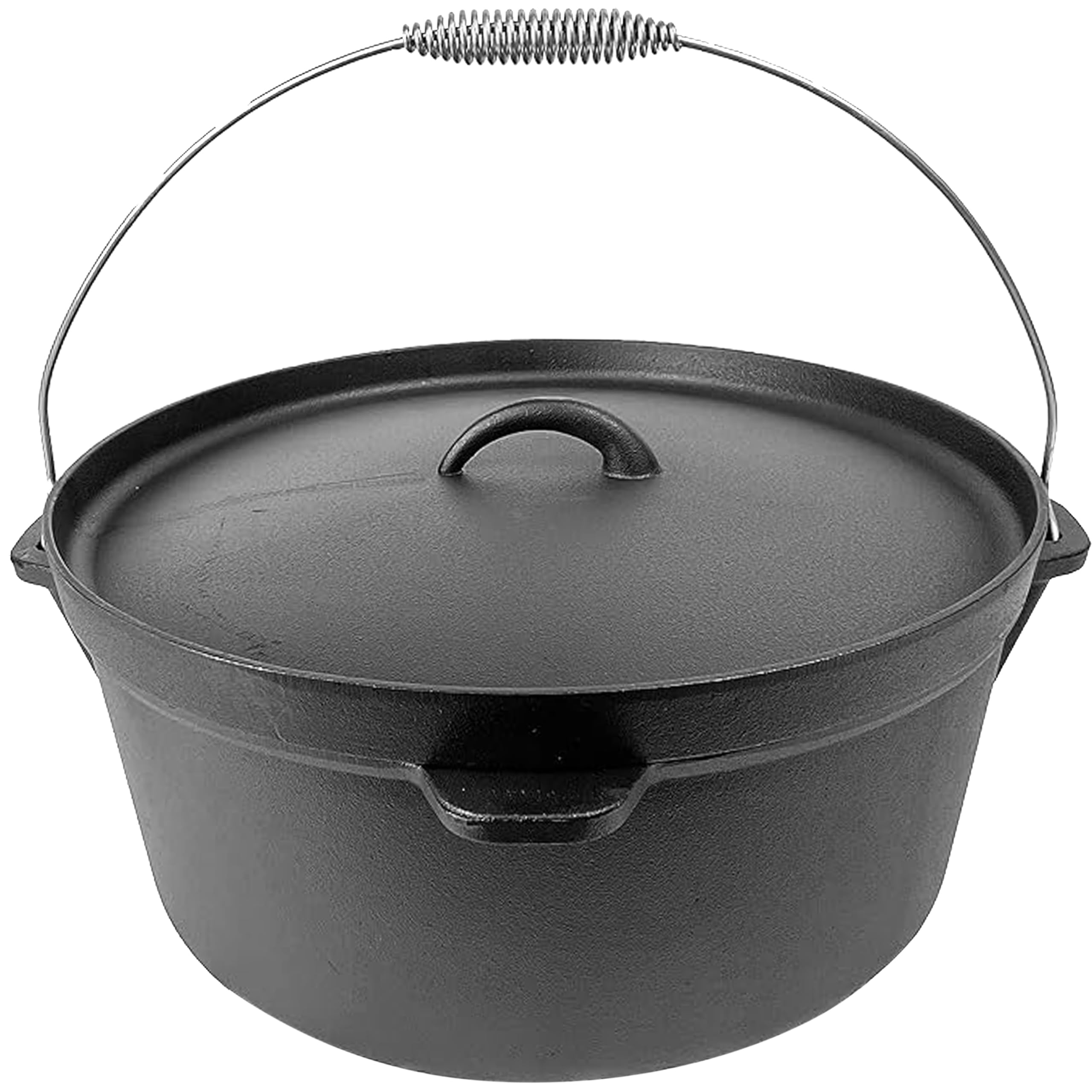Premium 12 Quart Cast Iron Dutch Oven with Tight-Fitting Lid - 14 Inch Diameter - Perfect for Braising, Stewing & Baking - Ideal for Camping, Outdoor Cooking & Family Meals