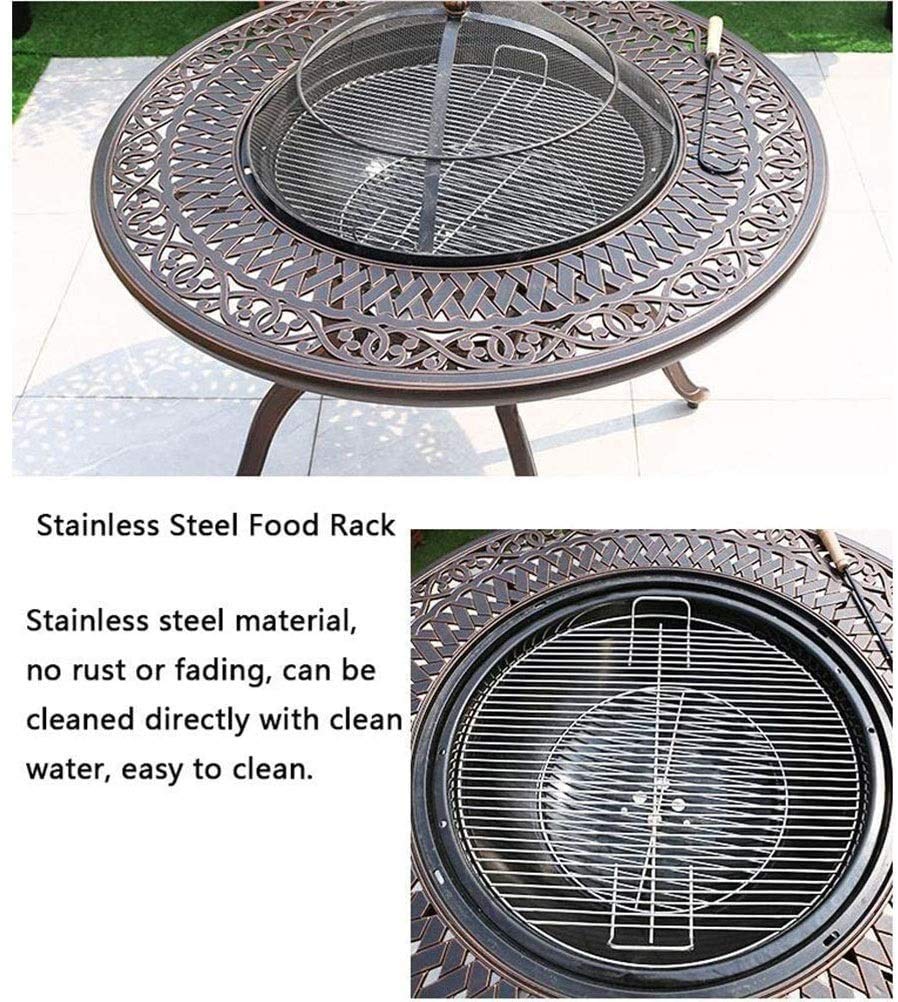 Premium Outdoor Fire Pit with BBQ Grill & Coffee Table - Multi-Functional Garden Fireplace for Patio, Deck, Backyard (Brazier, Ice Bucket & Dining Surface) | Perfect for Camping, Picnics & Outdoor Entertaining