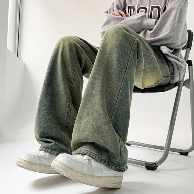 Trendy American Style Gradient Color Jeans - Loose Fit Casual Straight Denim Pants for Men | Spring Fashion Essential for Streetwear & Daily Outfits