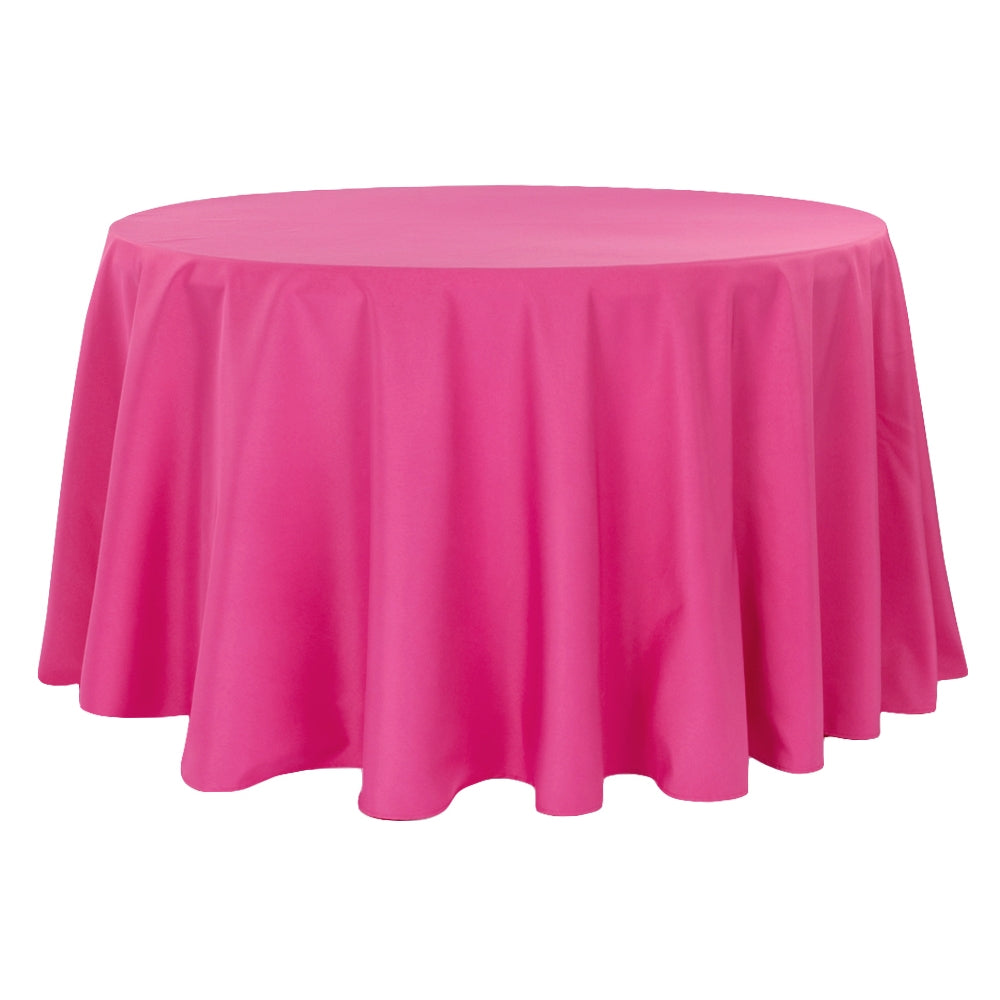 Premium 120-Inch Round Polyester Tablecloth - Fuchsia Pink for Weddings, Parties, and Special Events