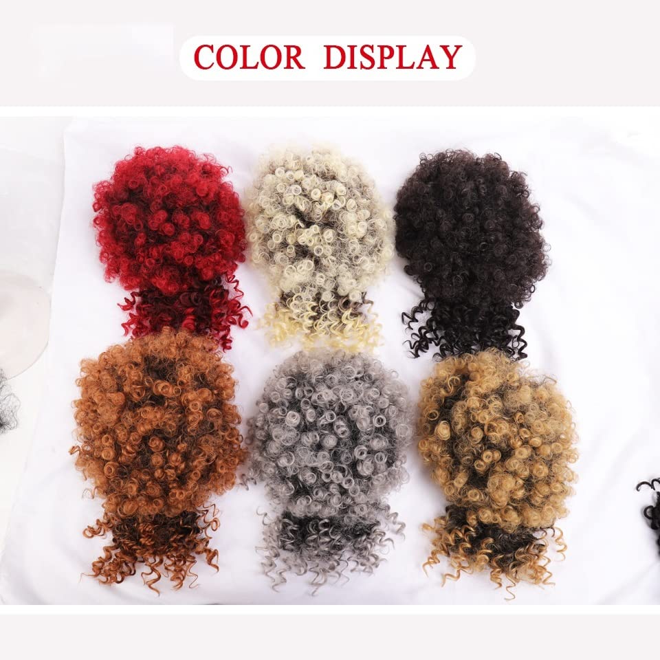 DYPASA Kinky Curly Clip-in Ponytail Hair Extensions for Women - Afro High Puff Synthetic Hair Bun with Bangs | Natural Look for Daily Wear, Parties & Cosplay (Color Q35-2)