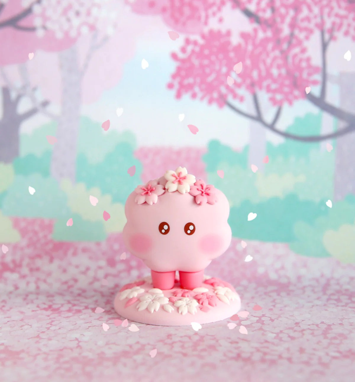 BT21 Mini Figure Cherry Blossom Shooky - Cute Korean Character Collectible for BTS Fans - Perfect for Desk Decor, Gift Giving, and K-Pop Merchandise Collection