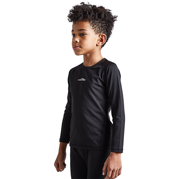 Boys & Girls Black Thermal Compression Shirt - Long Sleeve Base Layer for Cold Weather - CH001 - Perfect for Winter Sports, Running, and Outdoor Activities