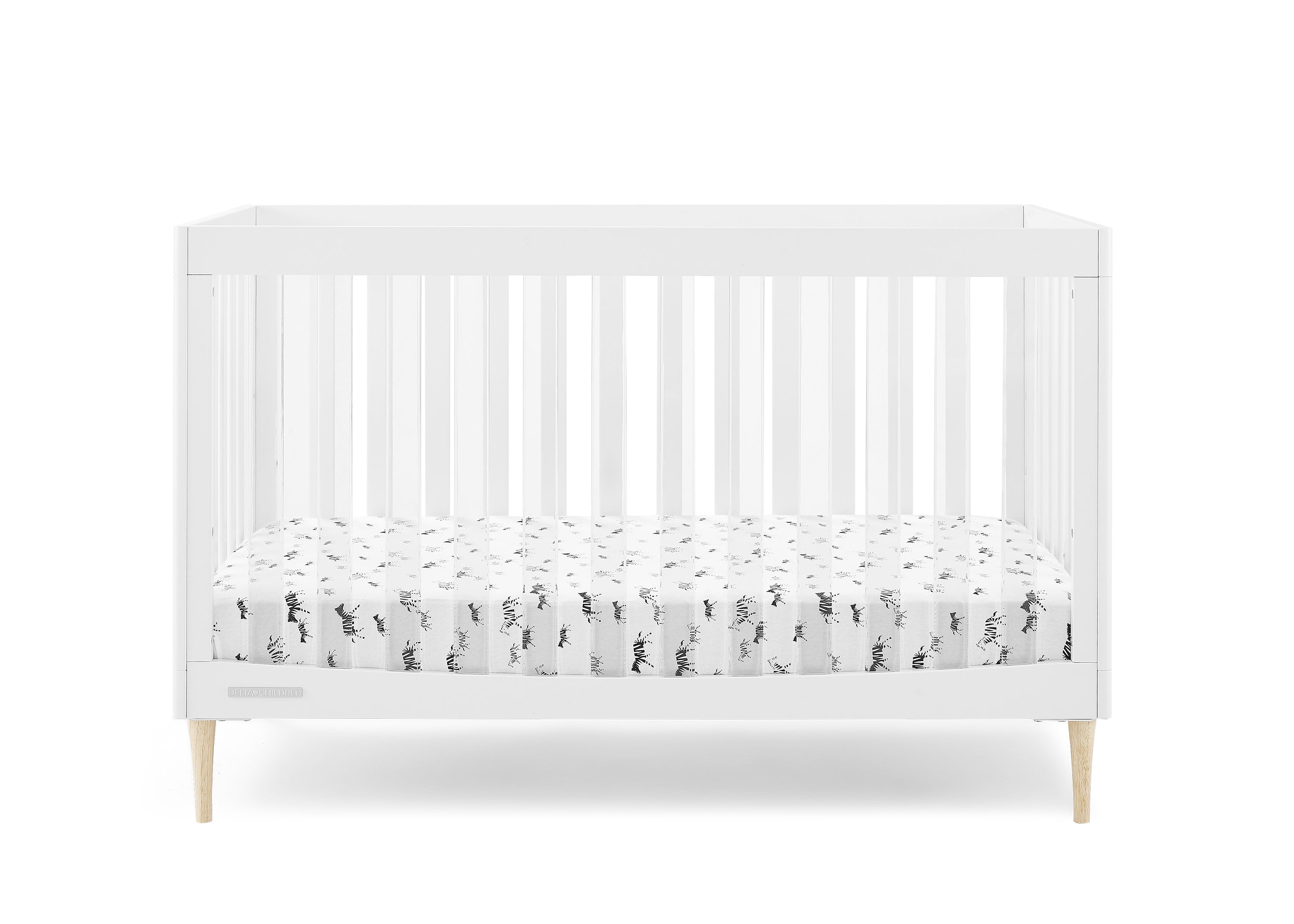 Austin Acrylic 4-in-1 Convertible Baby Crib - Toddler Bed, Daybed & Full-Size Bed | Modern Nursery Furniture for Boys & Girls | Perfect for Small Spaces & Growing Families
