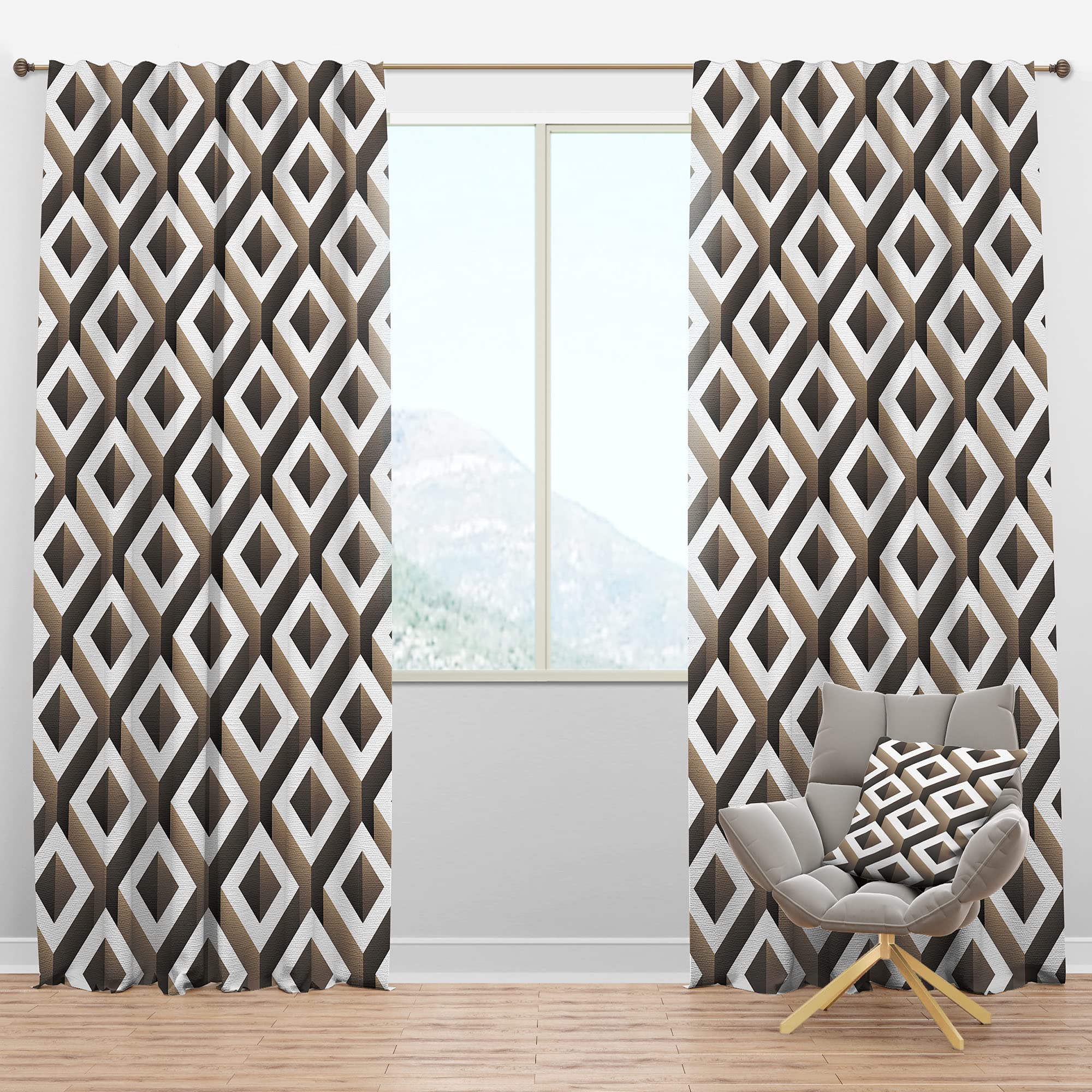 DesignQ Blackout Curtains 'Boxes Illustration' - Thermal Insulated Single Panel Window Drapes 52x90 Inches for Bedroom & Living Room - Blocks Light & Noise, Energy Saving Home Decor