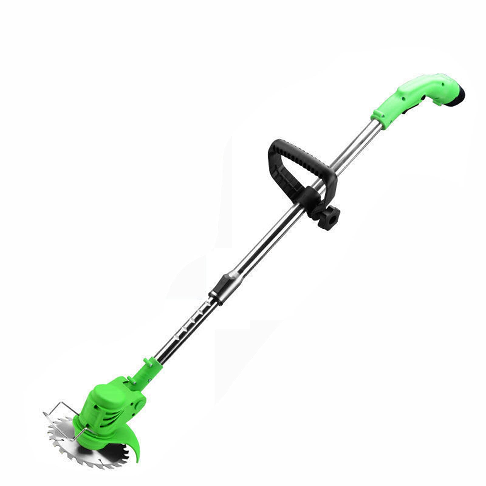 YUPLGD 12V Cordless Electric Brush Cutter & Grass Trimmer - Adjustable Length Weed Wacker with Battery, Blade & Charger (Green) - Perfect for Lawn Care, Yard Maintenance & Landscaping