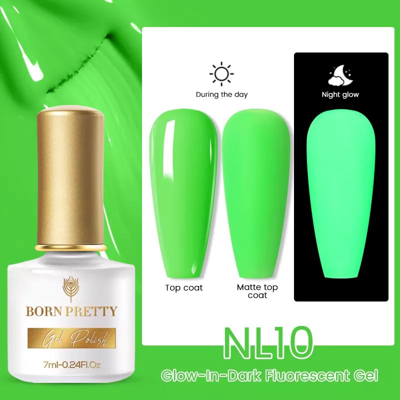 Born Pretty Glow in The Dark Nail Polish - UV Reactive Fluorescent Gel Polish for Long-Lasting Manicures | Perfect for Night Parties, Raves & Halloween Nails