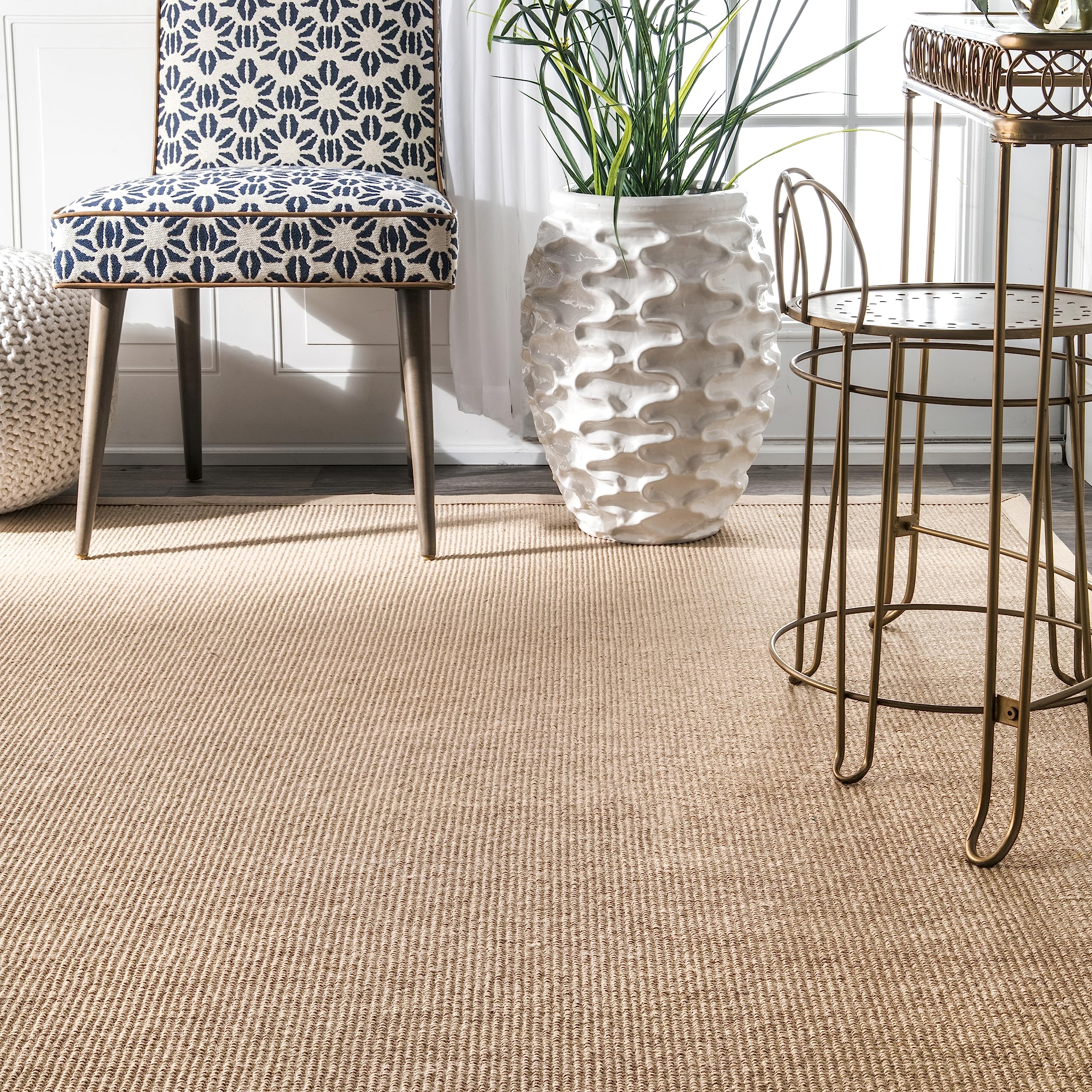 nuLOOM Machine Woven Laurel Jute Area Rug 10x14 Feet, Natural Beige - Perfect for Living Room, Bedroom & Home Decor