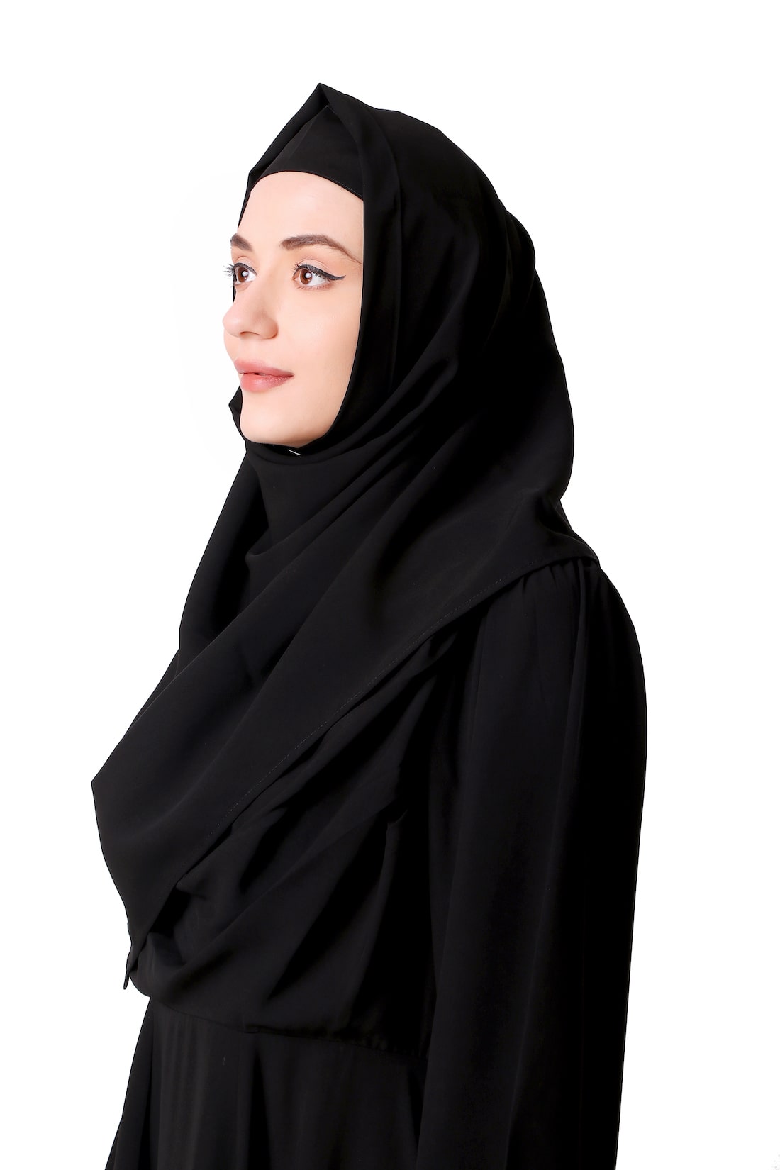Elegant Black Cowl Neck Nida Abaya - Modest Islamic Dress for Women - Perfect for Prayer, Eid, and Special Occasions